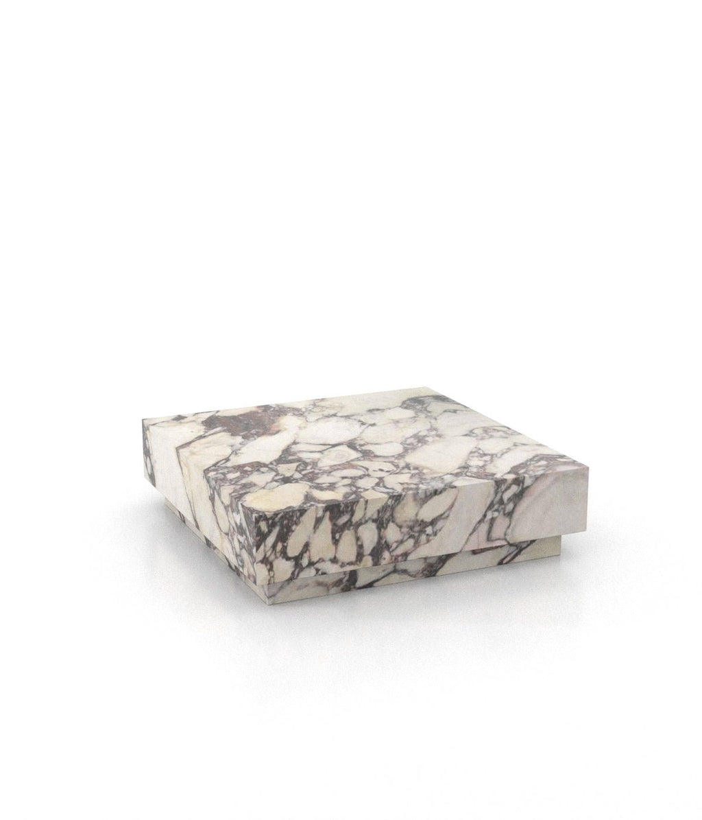 Square Marble Stone Plinth Modern Coffee Table