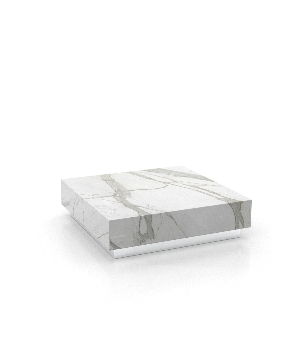 Square Marble Stone Plinth Modern Coffee Table