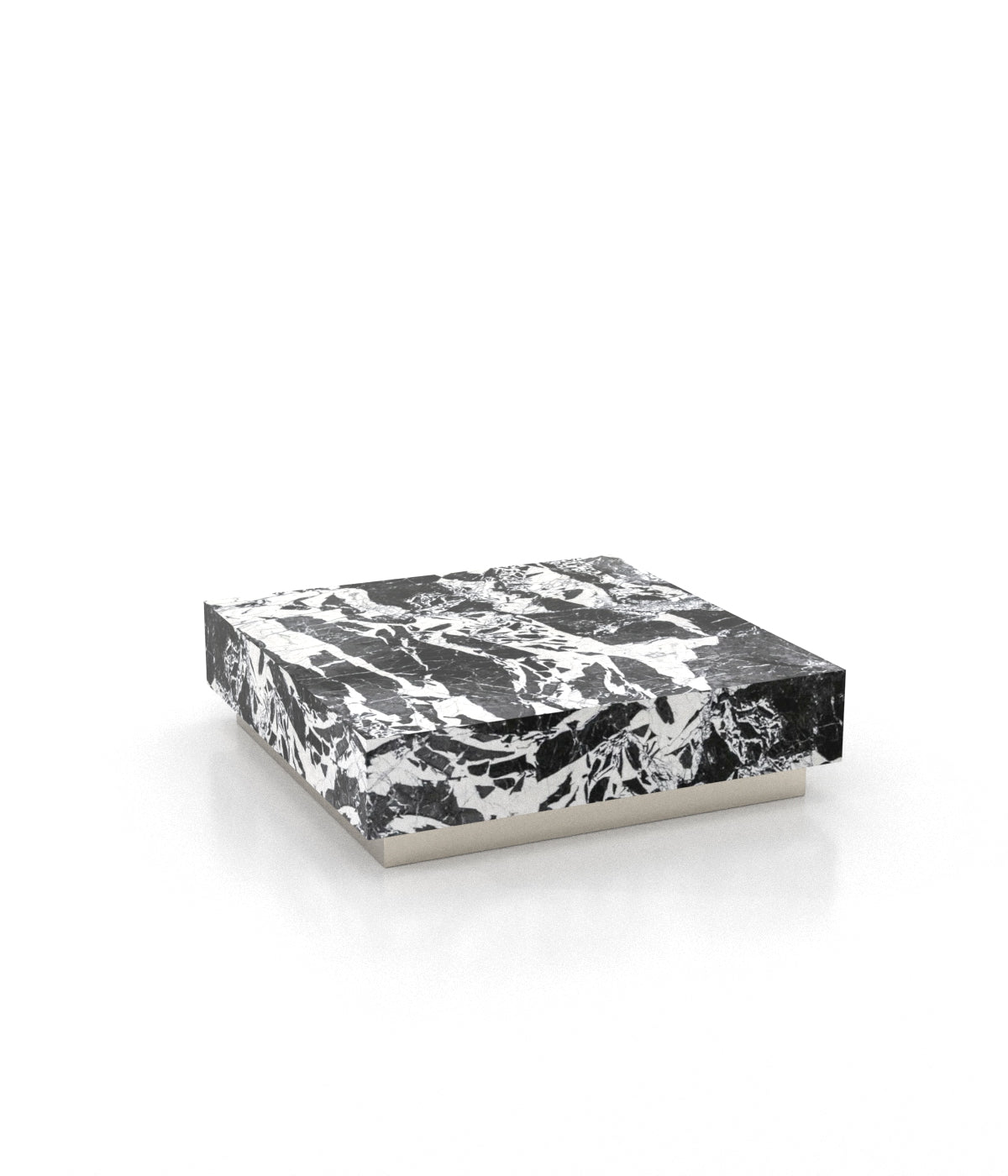 Black White Breccia Marble Coffee Table - Side Angle View | Stonegems