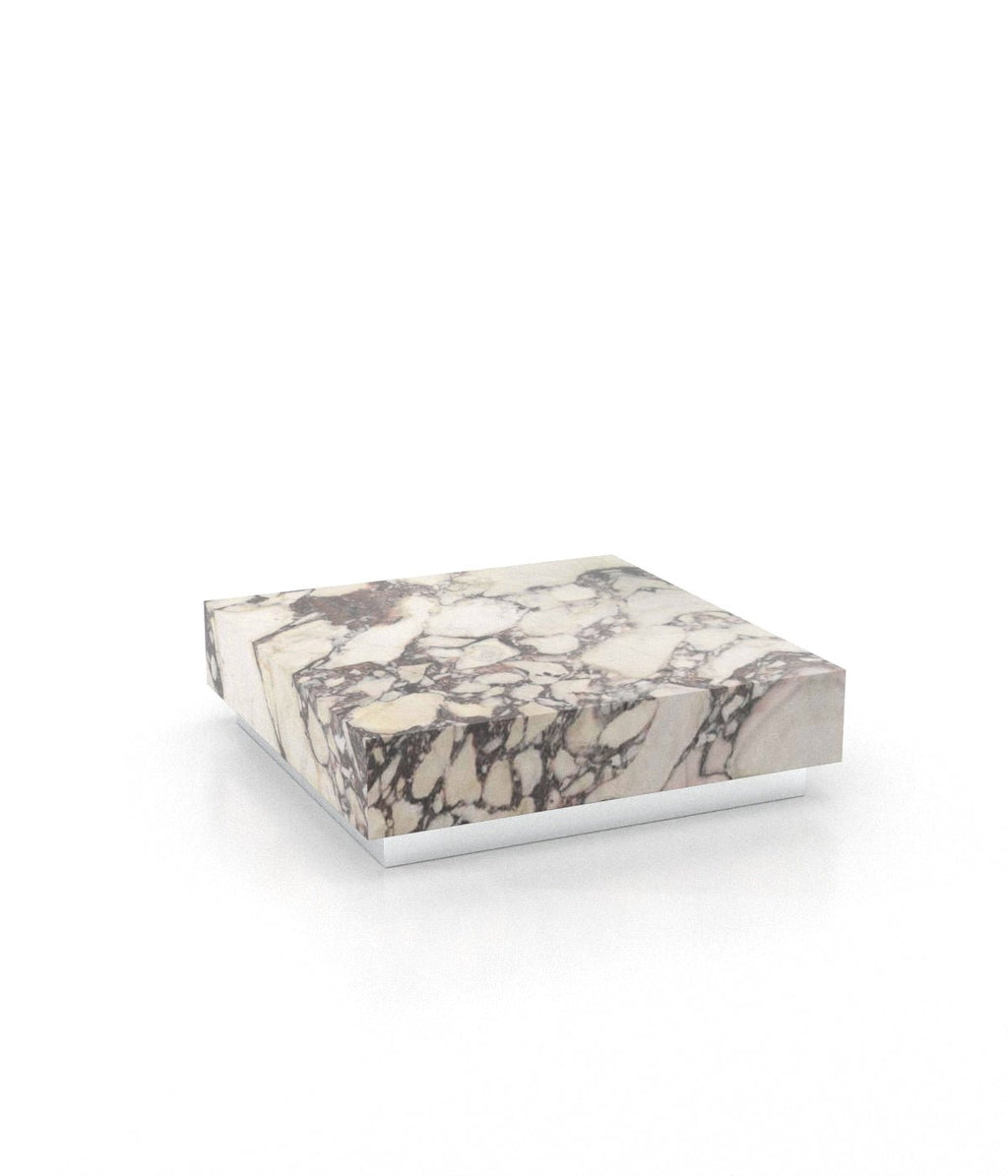 Square Marble Stone Plinth Modern Coffee Table