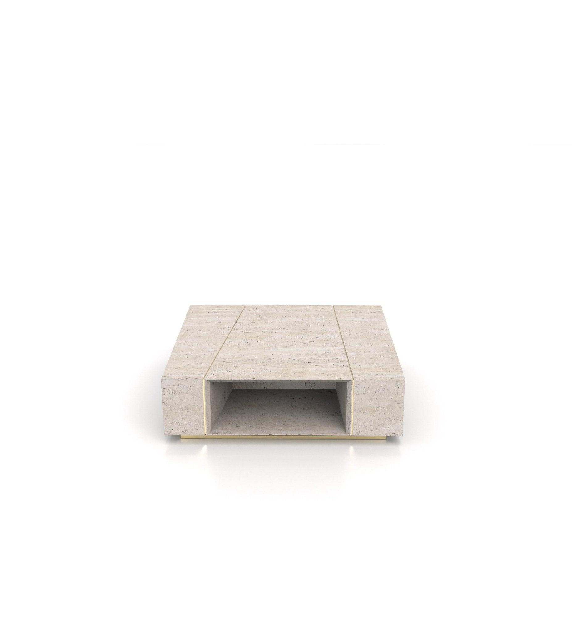 Travertino Marble Coffee Table - Front View with Natural Stone Texture | Stonegems