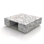 Bianco Carrara Marble Galilei Coffee Table - Perspective View with Storage | Stonegems