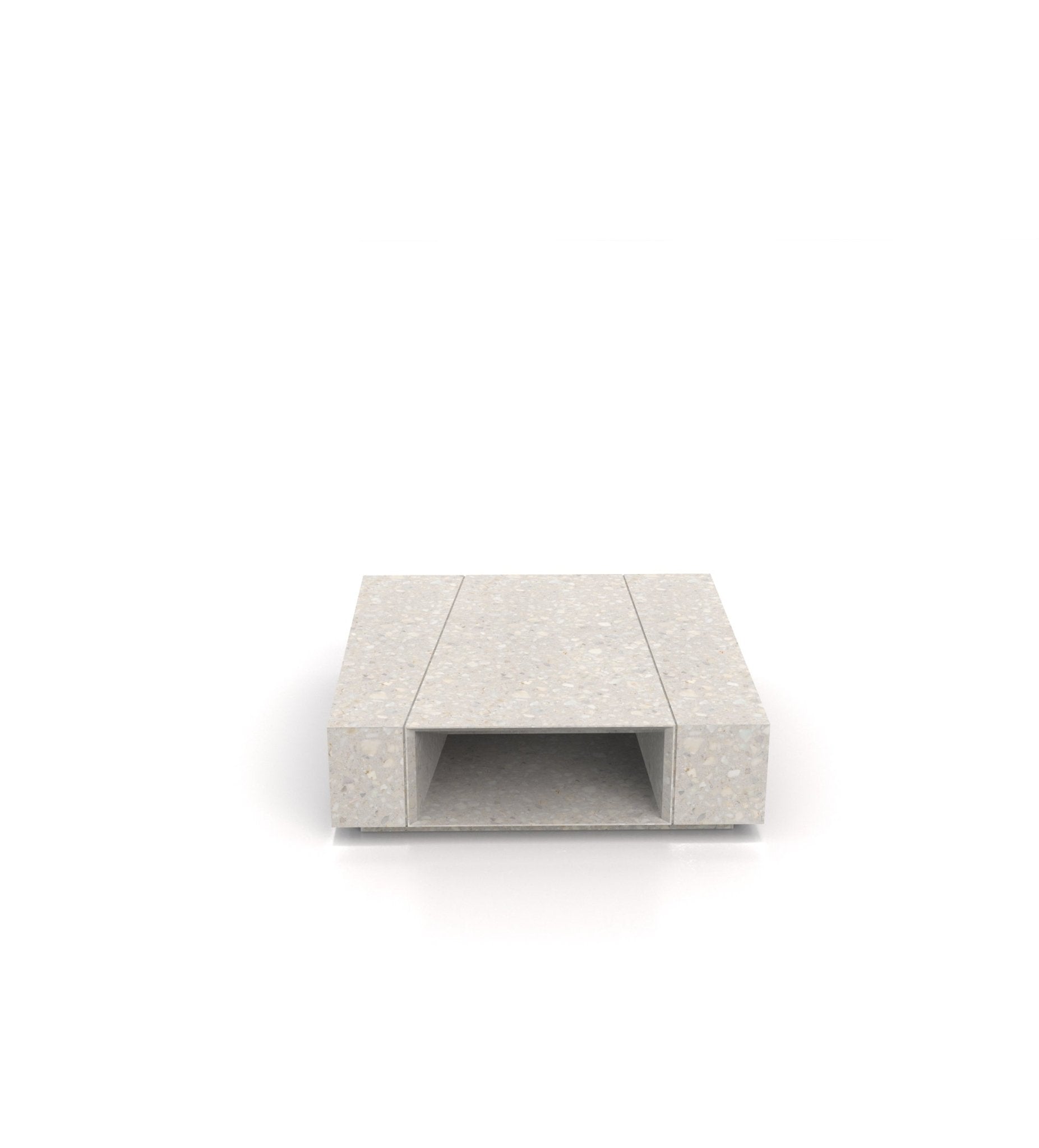 Square Marble Stone Plinth Modern Coffee Table with Storage