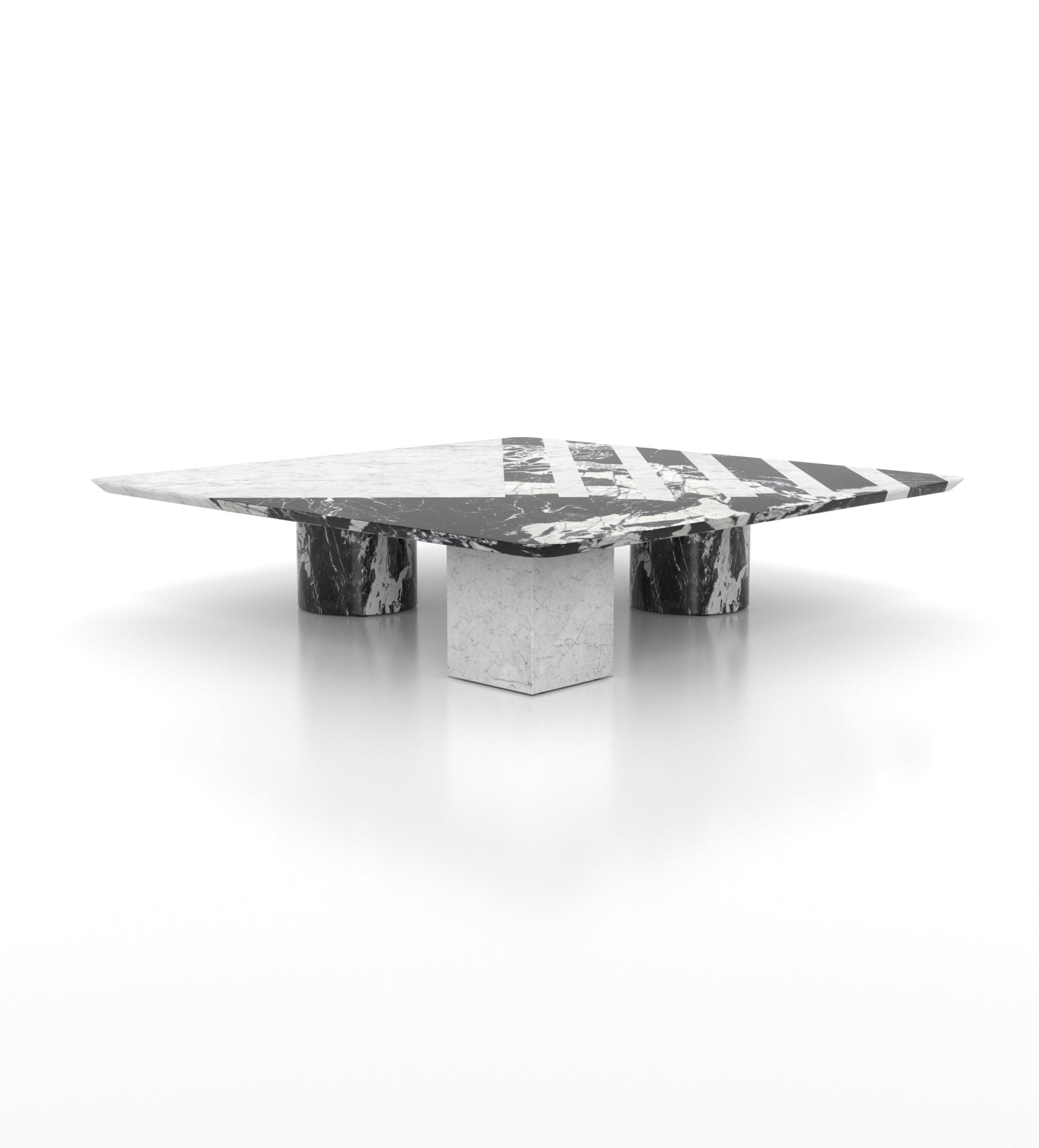 Bianco Carrara Marble Gemini Coffee Table - Angled View | Stonegems