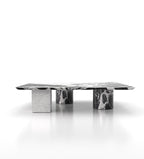 Luxury Marble Gemini Coffee Table - Front View Geometric Base | Stonegems