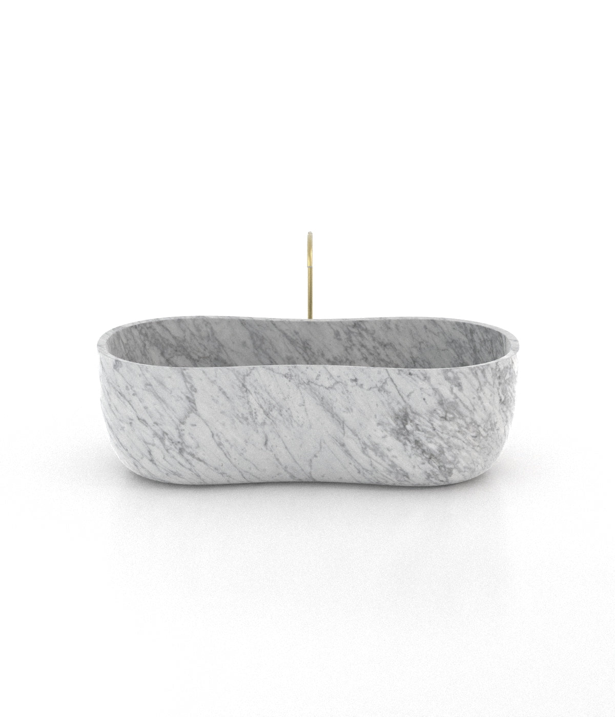 White Grey Veined Marble Infinity Bathtub - Side Angle | Stonegems