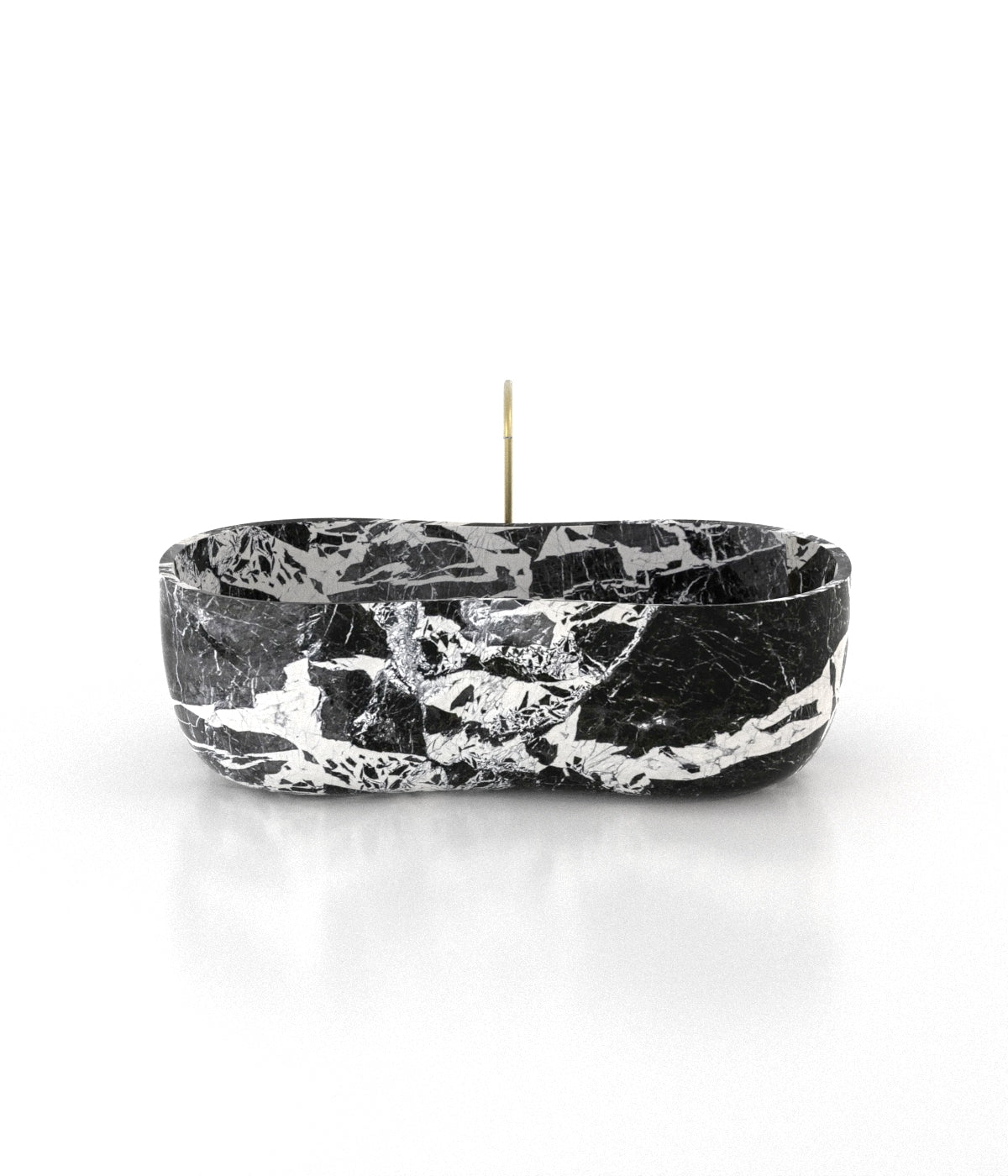 Nero Marquina Black Marble Infinity Bathtub - Front View | Stonegems