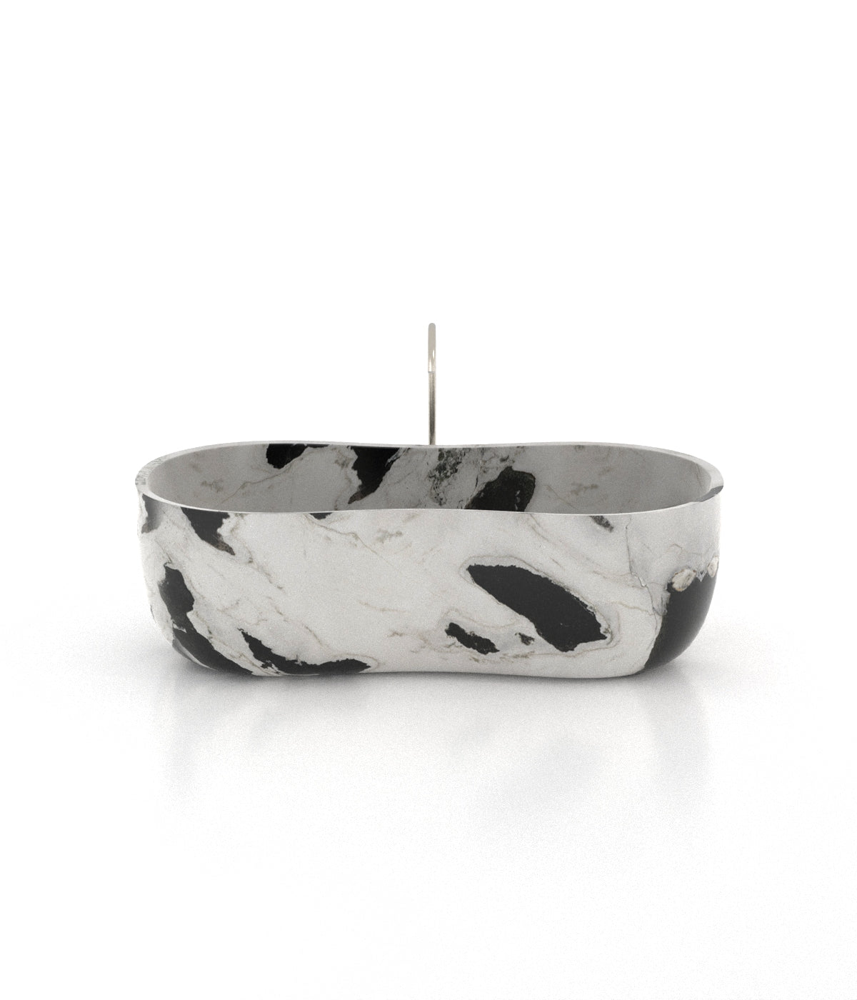 Panda White Black Marble Infinity Bathtub - Side Angle | Stonegems