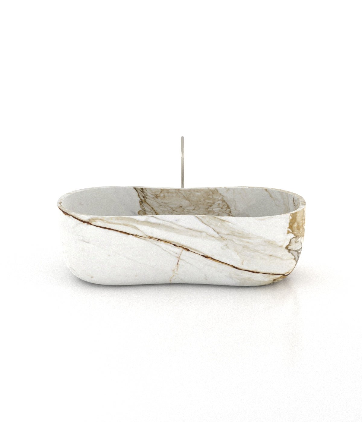 Calacatta Extra Marble Infinity Bathtub - Side Profile | Stonegems