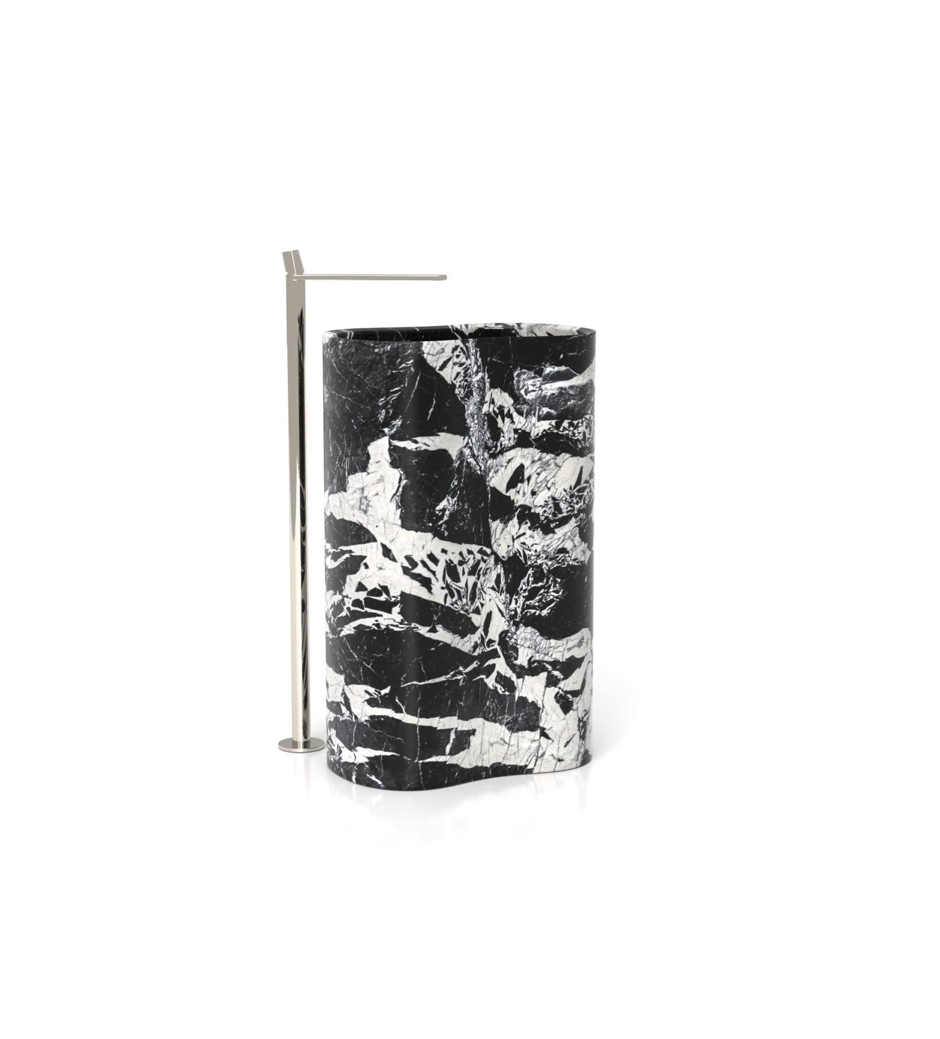 Black White Veined Marble Infinity Washbasin - Angle View | Stonegems