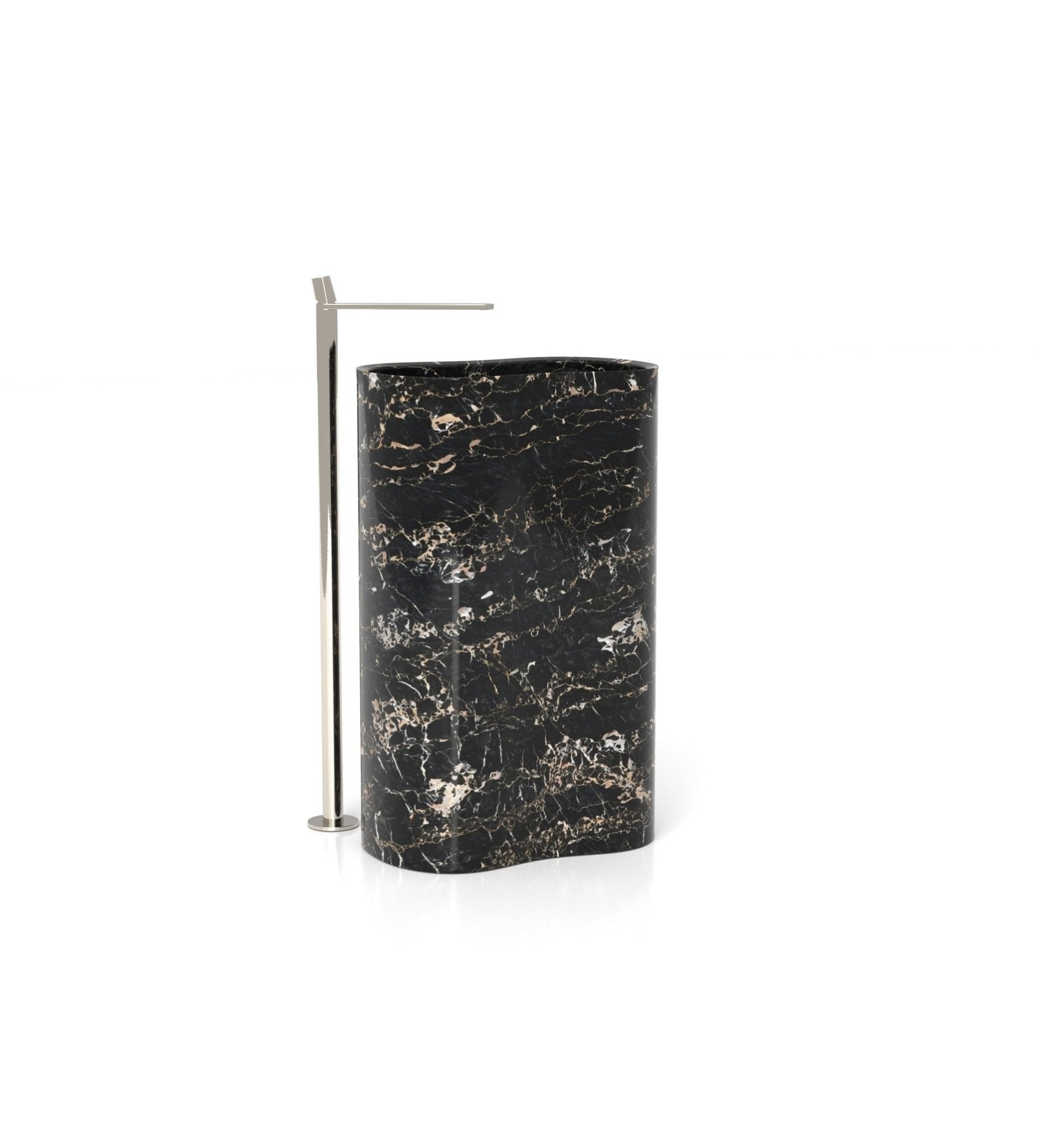 Black Gold Veined Marble Infinity Washbasin - Side View | Stonegems
