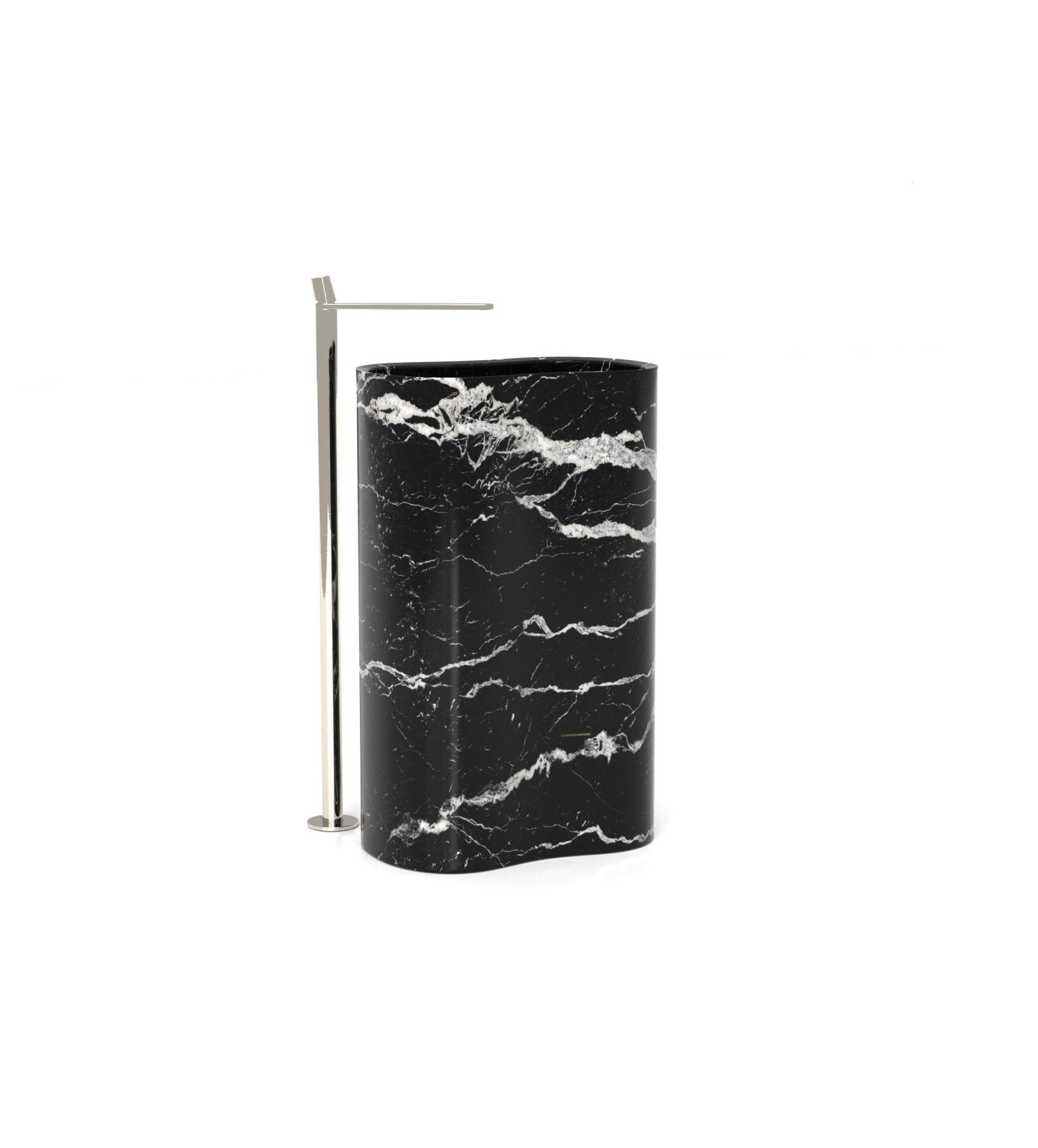 Black Nero Marquina Marble Infinity Washbasin - Side View | Stonegems