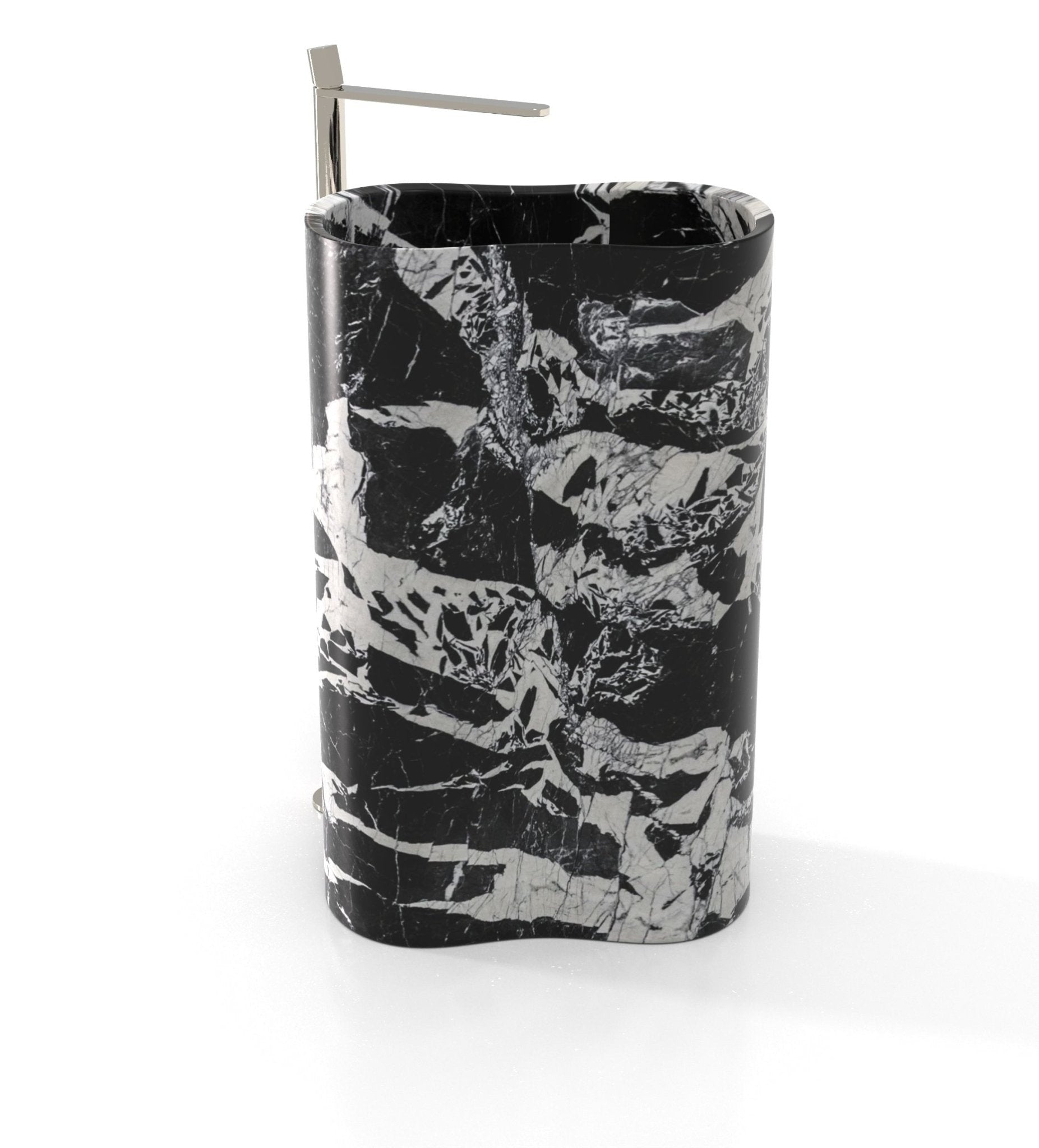 Black White Marble Infinity Washbasin - Front Angle View | Stonegems