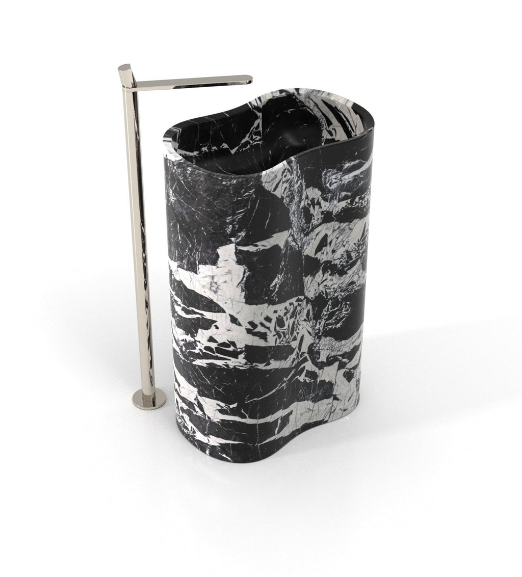 Black White Marble Infinity Washbasin - Three Quarter View | Stonegems