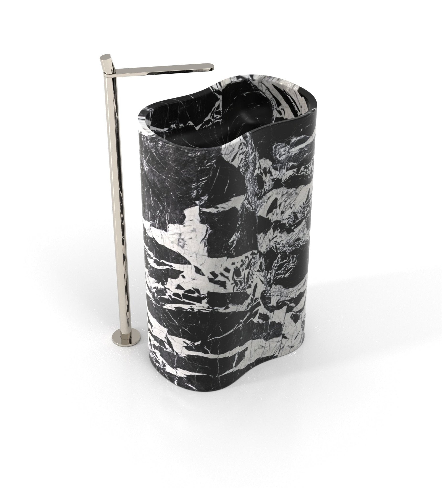 Black White Marble Infinity Washbasin - Three Quarter View | Stonegems