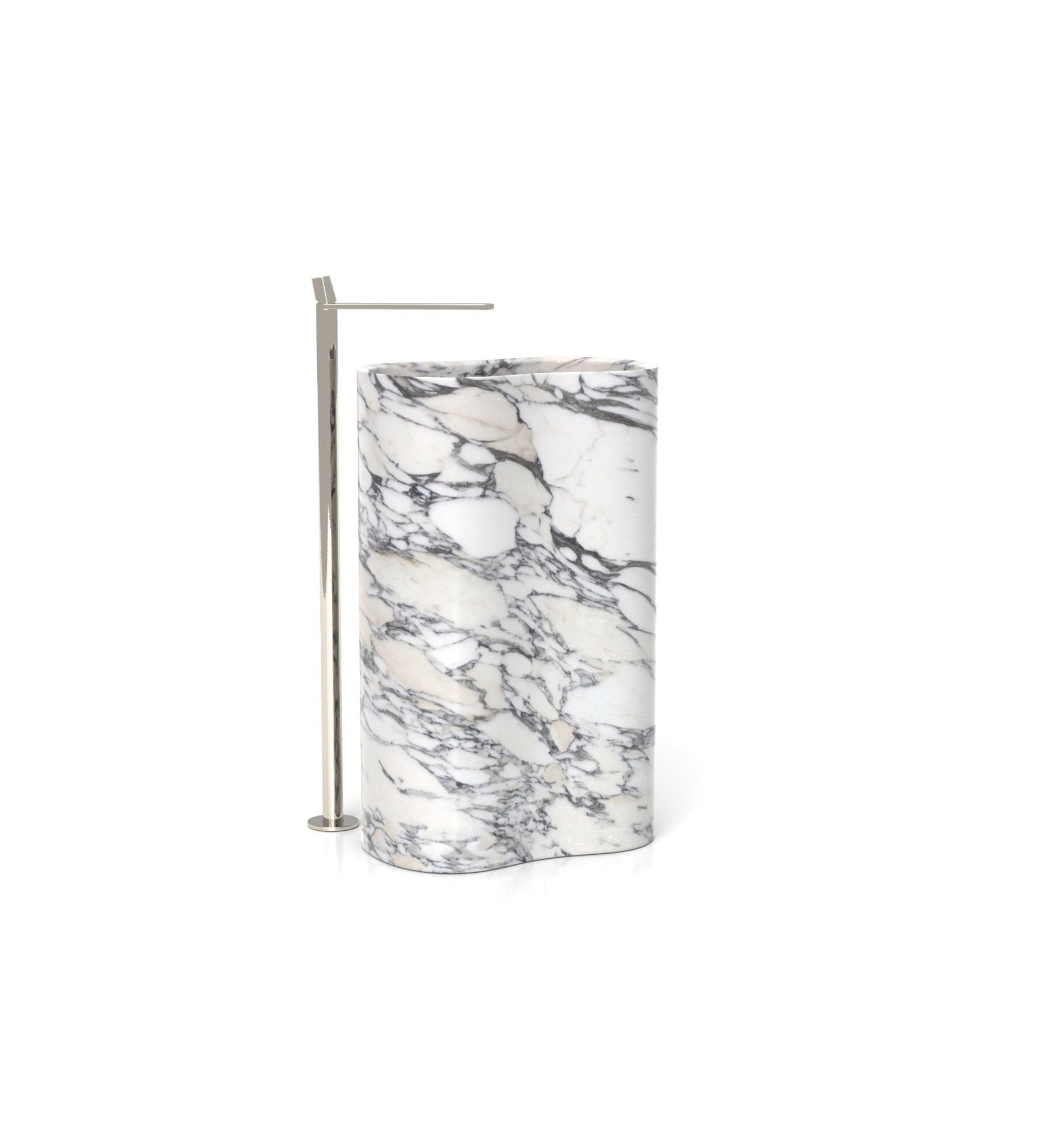 White Grey Veined Marble Infinity Washbasin - Side Angle | Stonegems