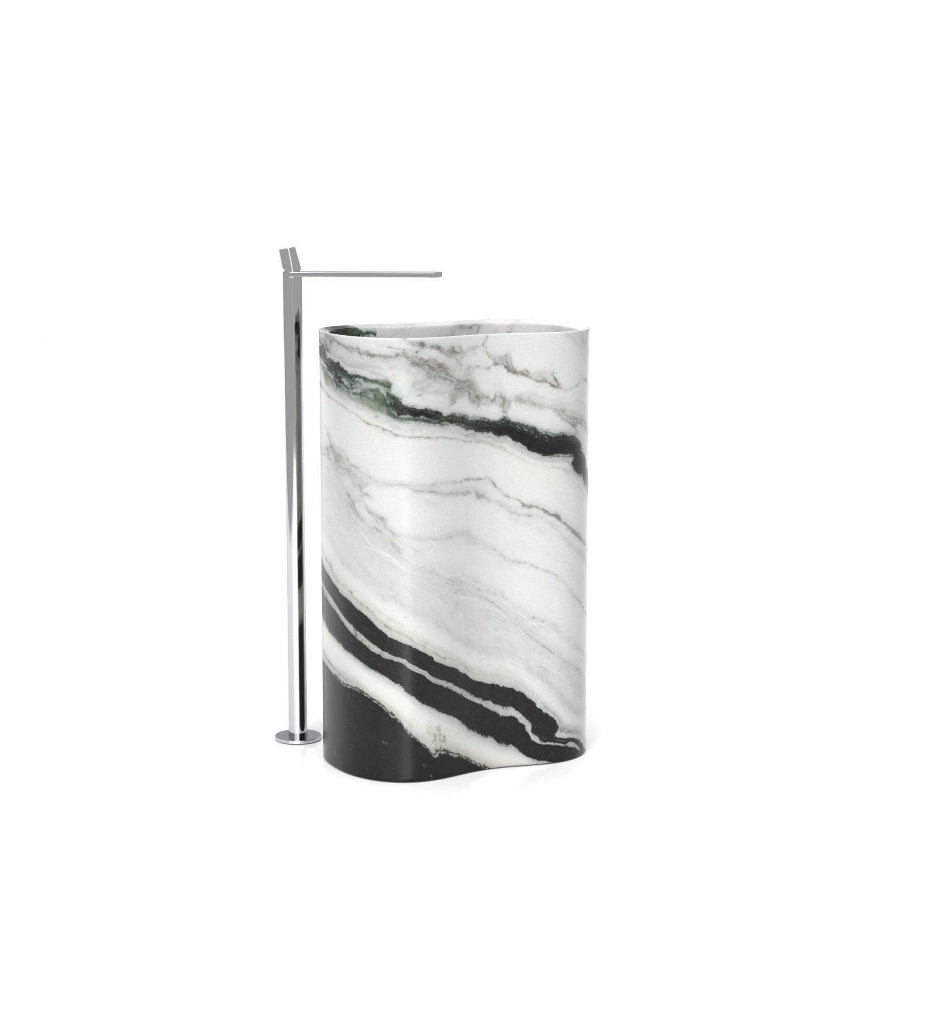 Panda White Marble Infinity Washbasin - Three Quarter View | Stonegems
