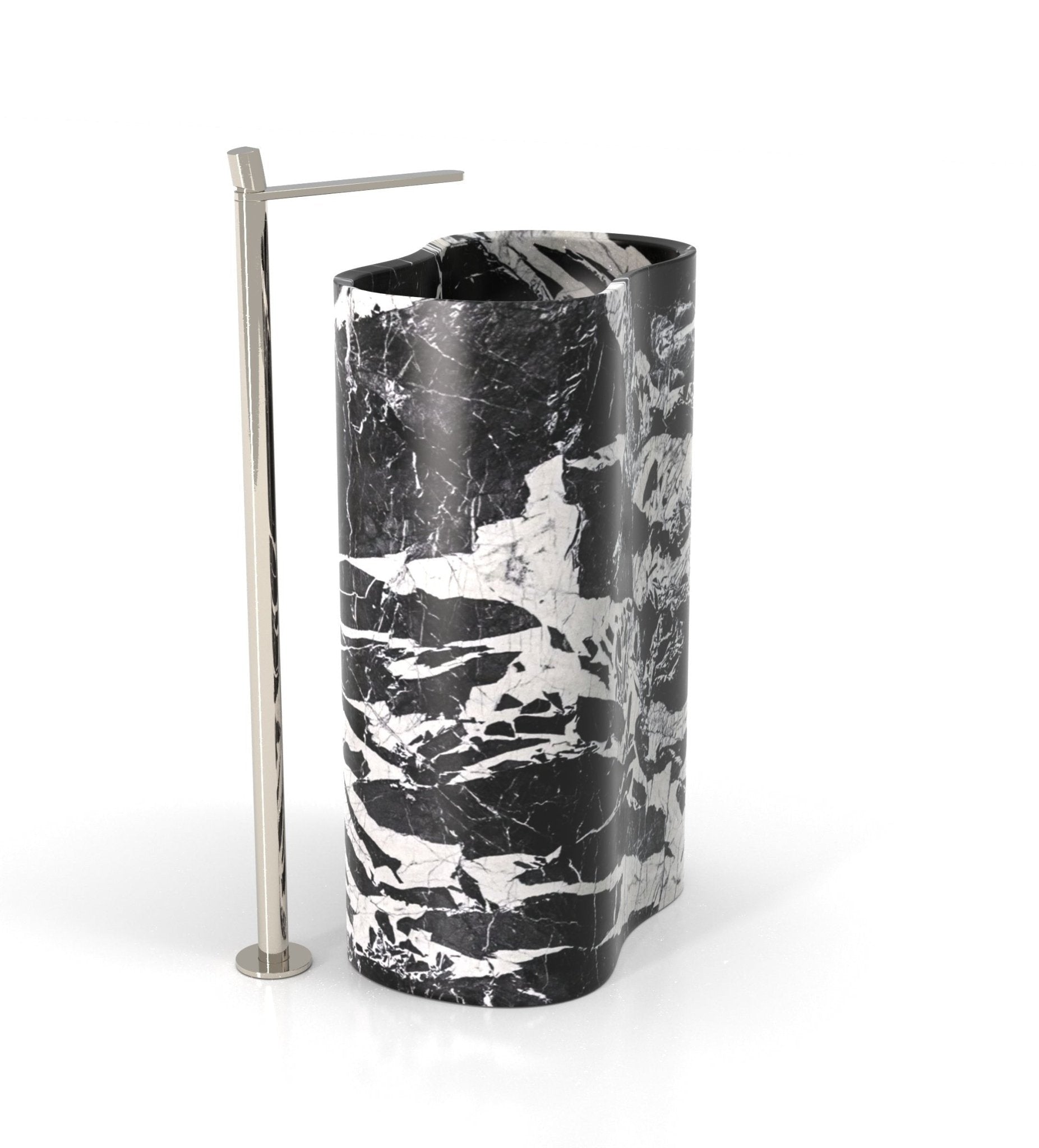 Black White Marble Infinity Washbasin - Side Profile View | Stonegems
