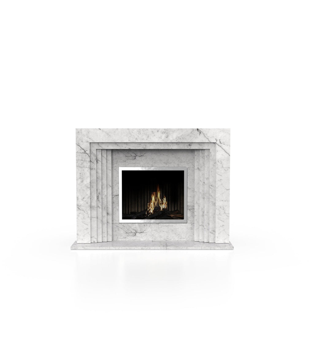 Bianco Carrara Marble La Gabby 64 Fireplace Surround - Front View | Stonegems