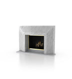 Bianco Carrara Marble La Gigi 72 Fireplace Surround - Three Quarter View with Gold Firebox | Stonegems