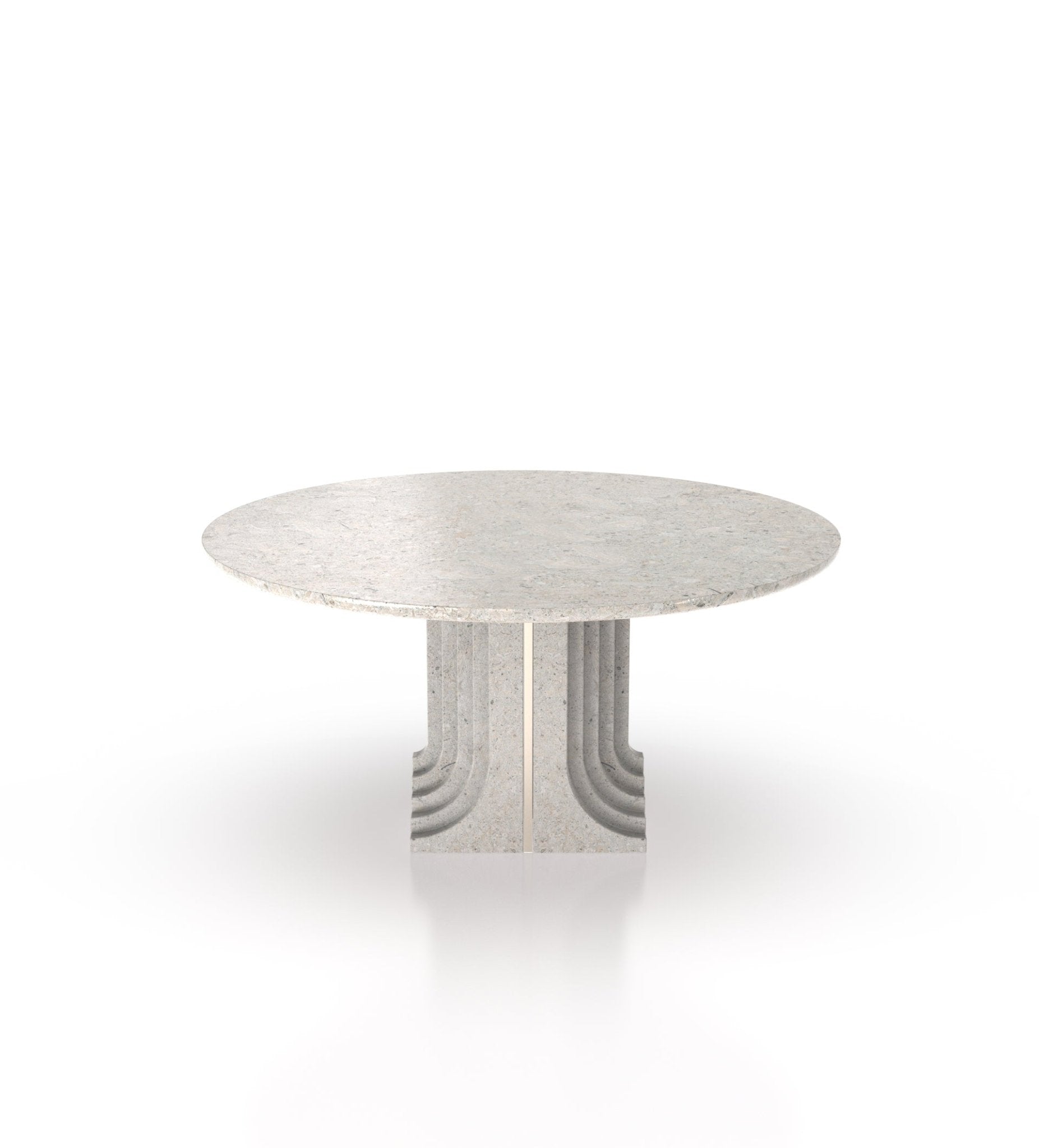 Marble 60" Round Top Modern Stone Dining Table with Metal Accent