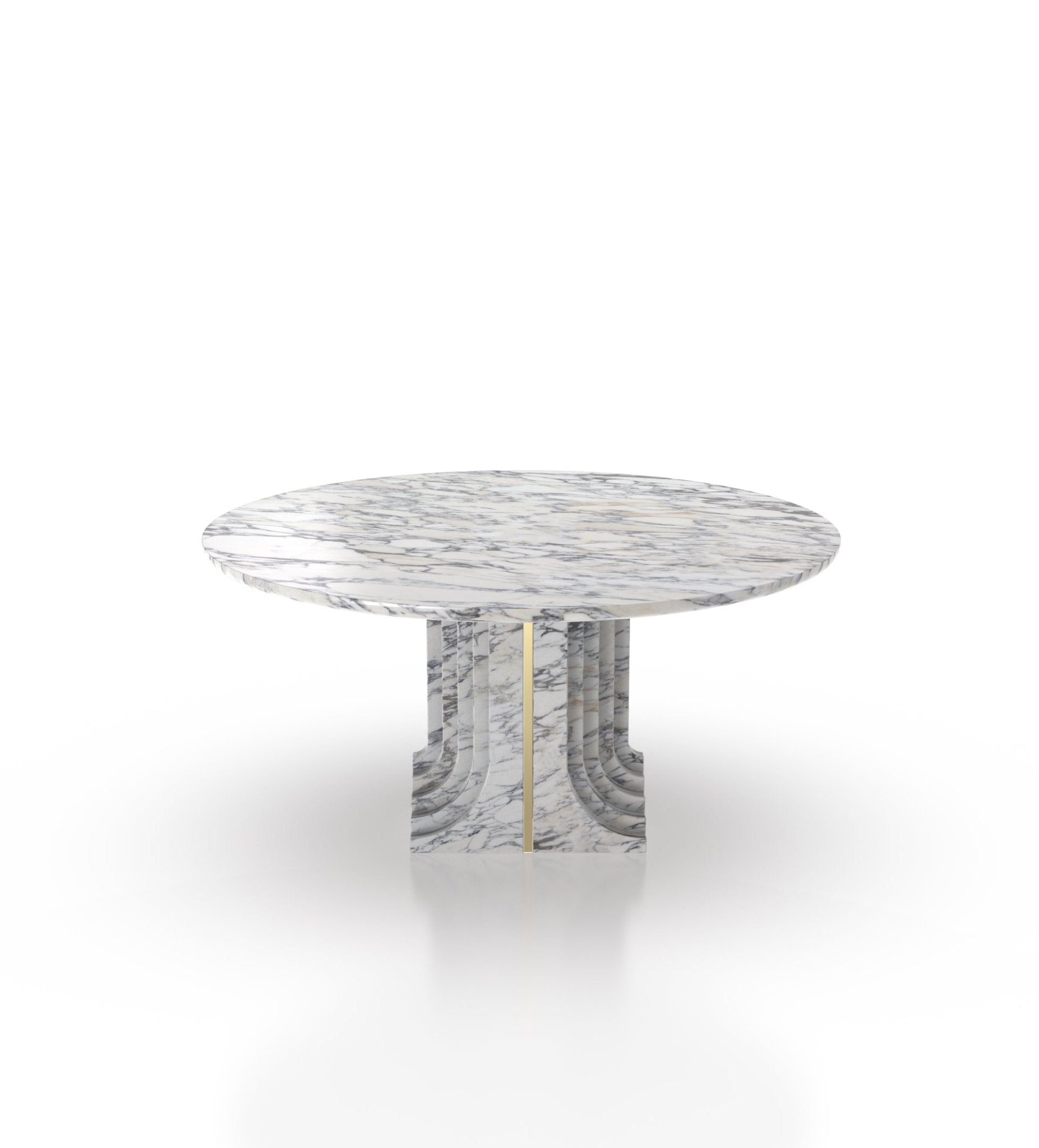 Marble 60" Round Top Modern Stone Dining Table with Metal Accent
