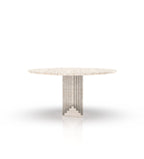 Marble 40" Round Top Modern Stone Dining Table with Metal Accent