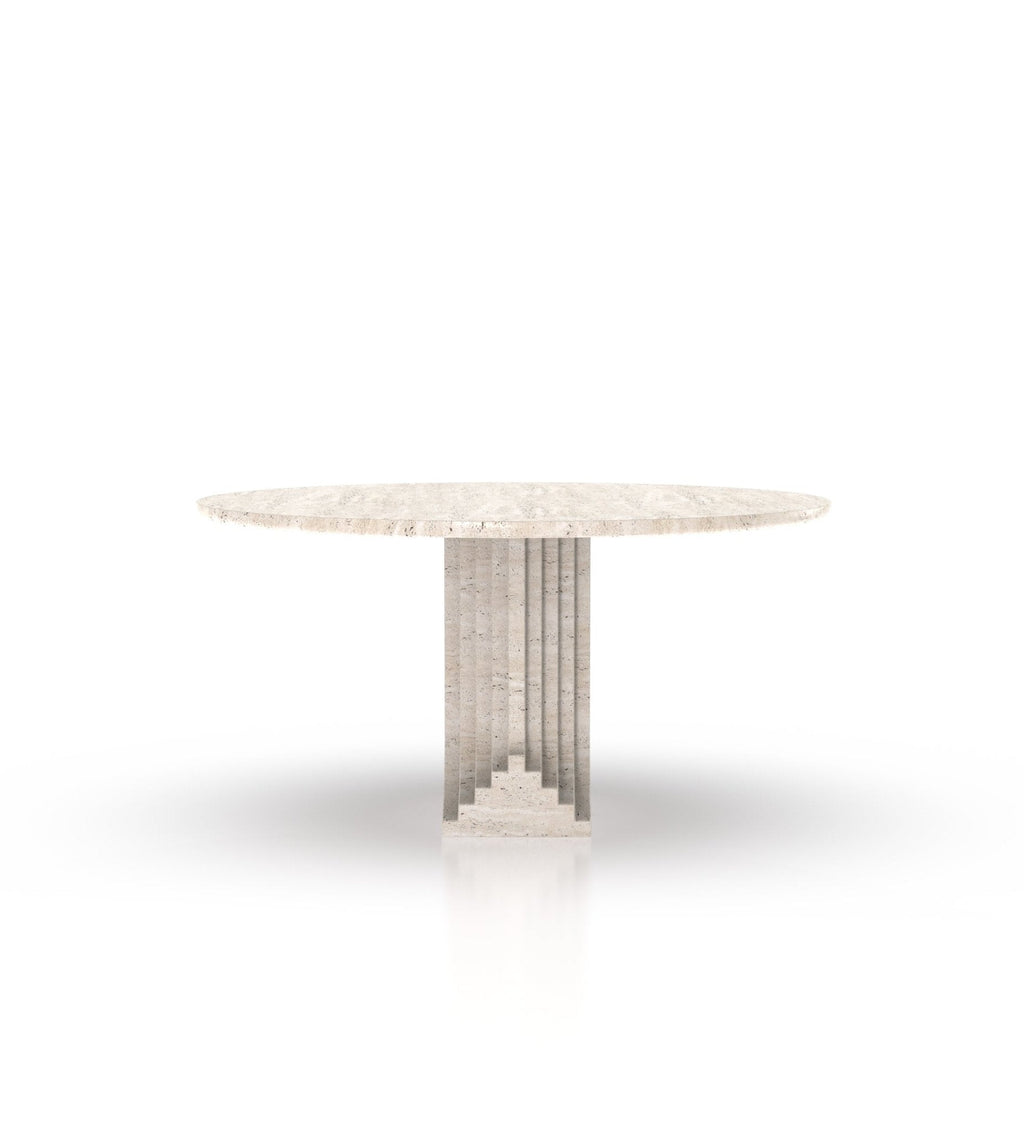 Marble 60" Round Top Modern Stone Dining Table with Metal Accent