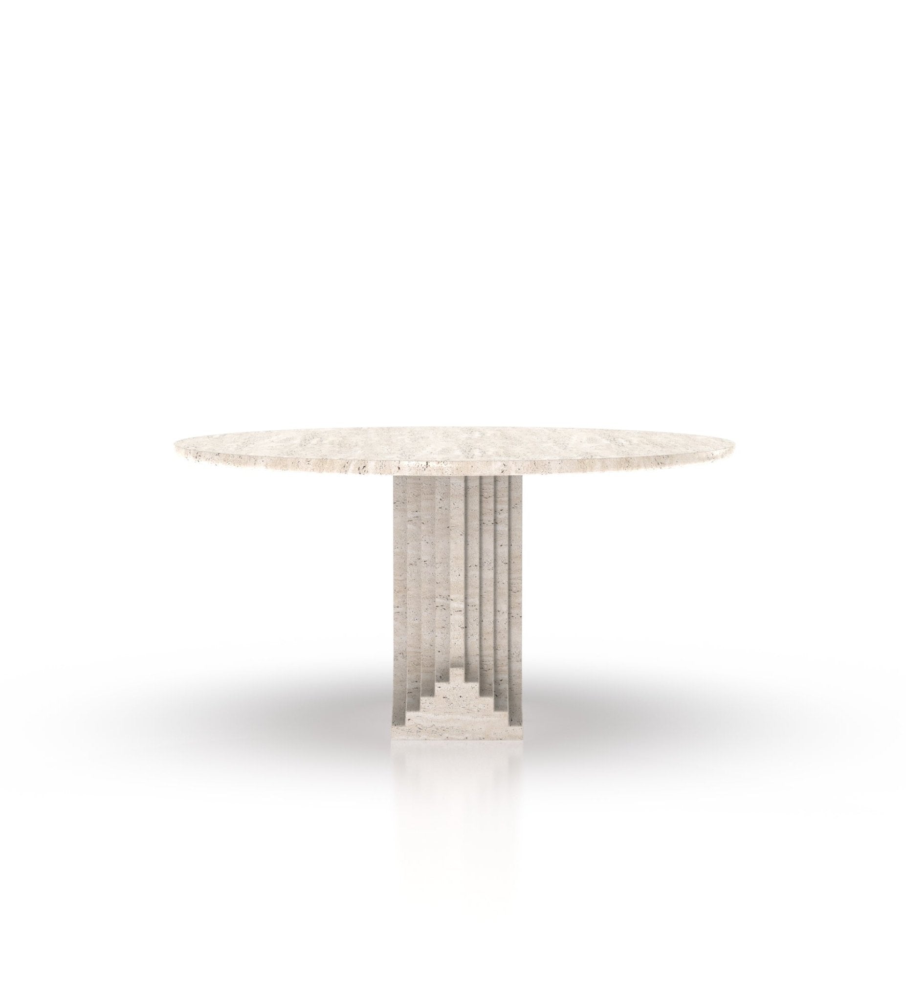 Marble 60" Round Top Modern Stone Dining Table with Metal Accent