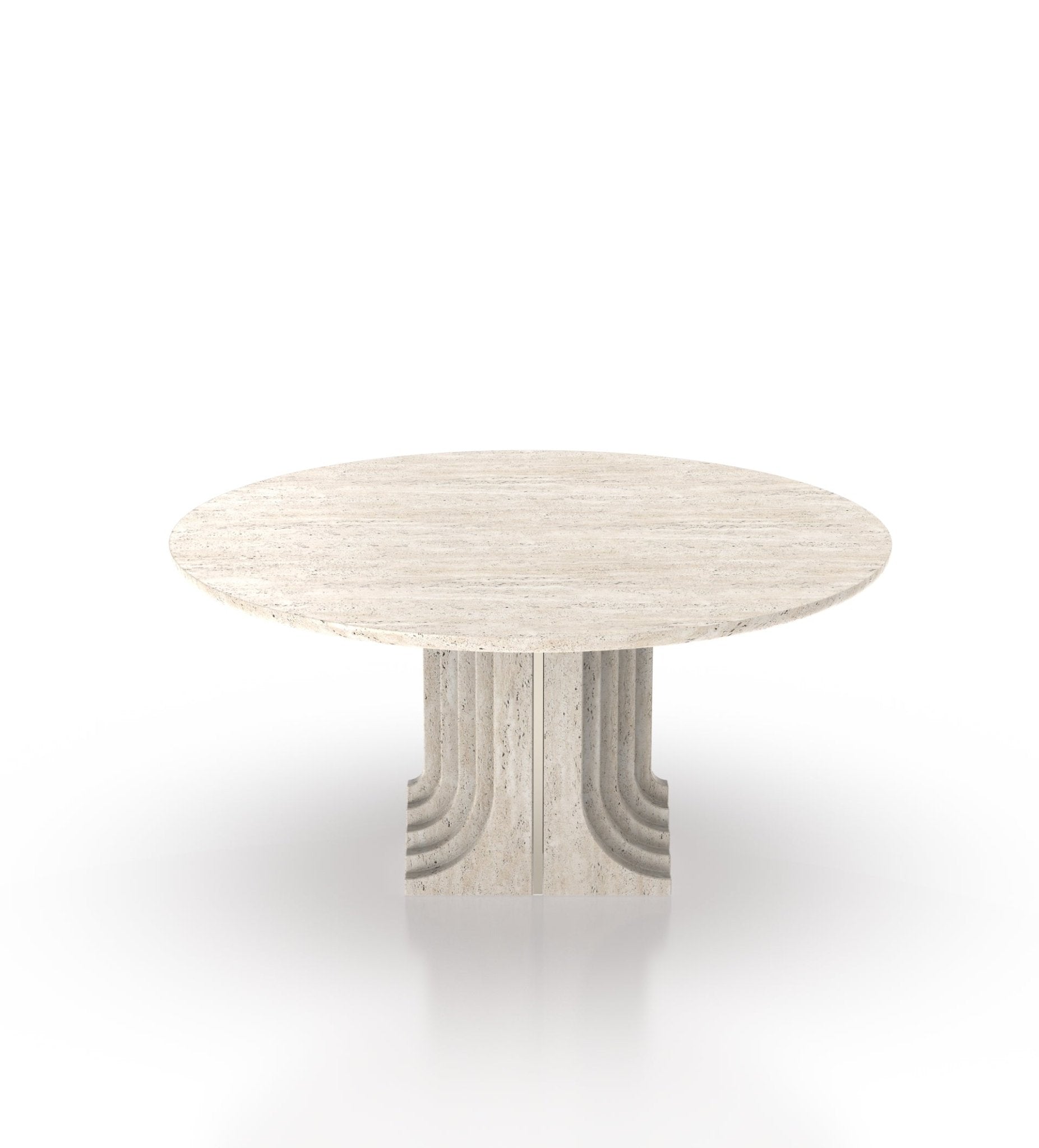 Marble 60" Round Top Modern Stone Dining Table with Metal Accent