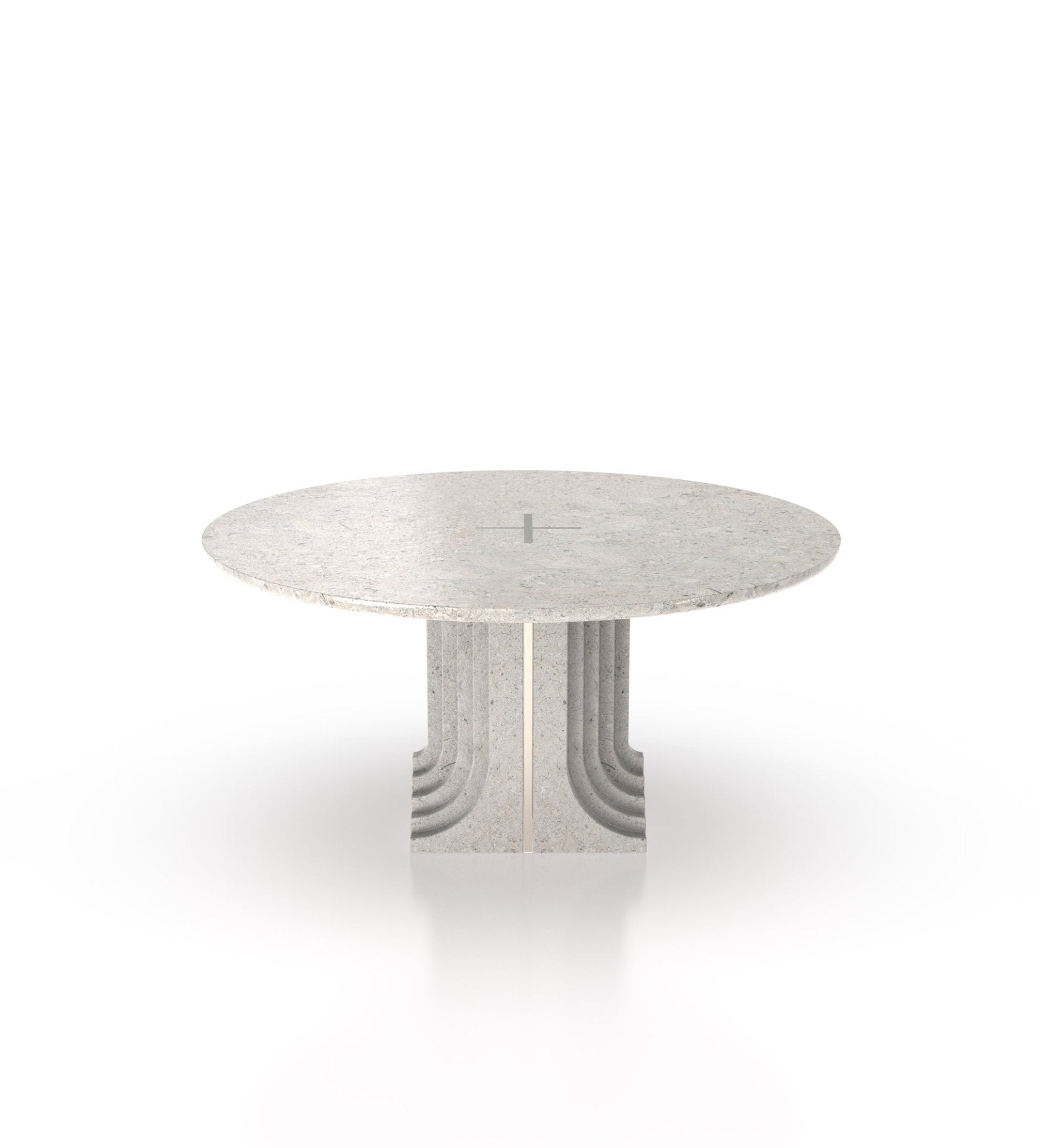Marble 40" Round Top Modern Stone Dining Table with Metal Accent