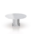 Marble 40" Round Top Modern Stone Dining Table with Metal Accent