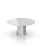 Marble 60" Round Top Modern Stone Dining Table with Metal Accent