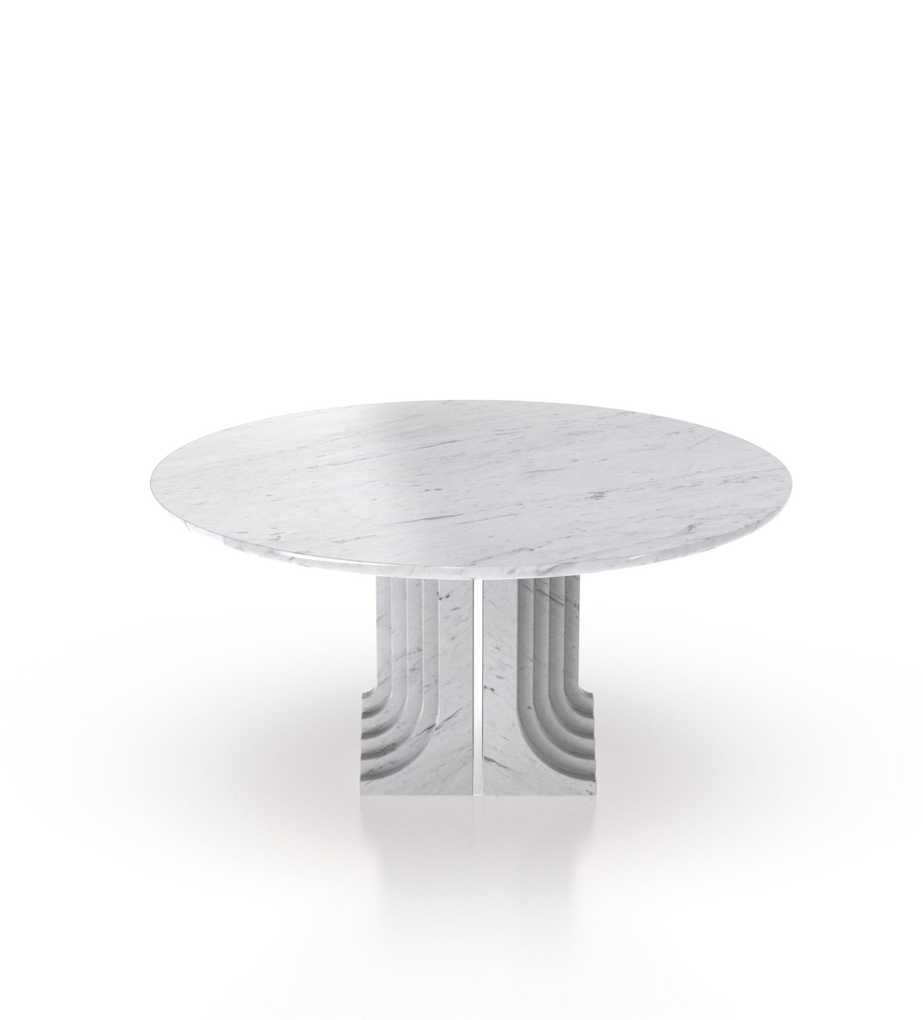 Marble 60" Round Top Modern Stone Dining Table with Metal Accent