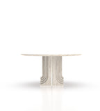 Marble 60" Round Top Modern Stone Dining Table with Metal Accent