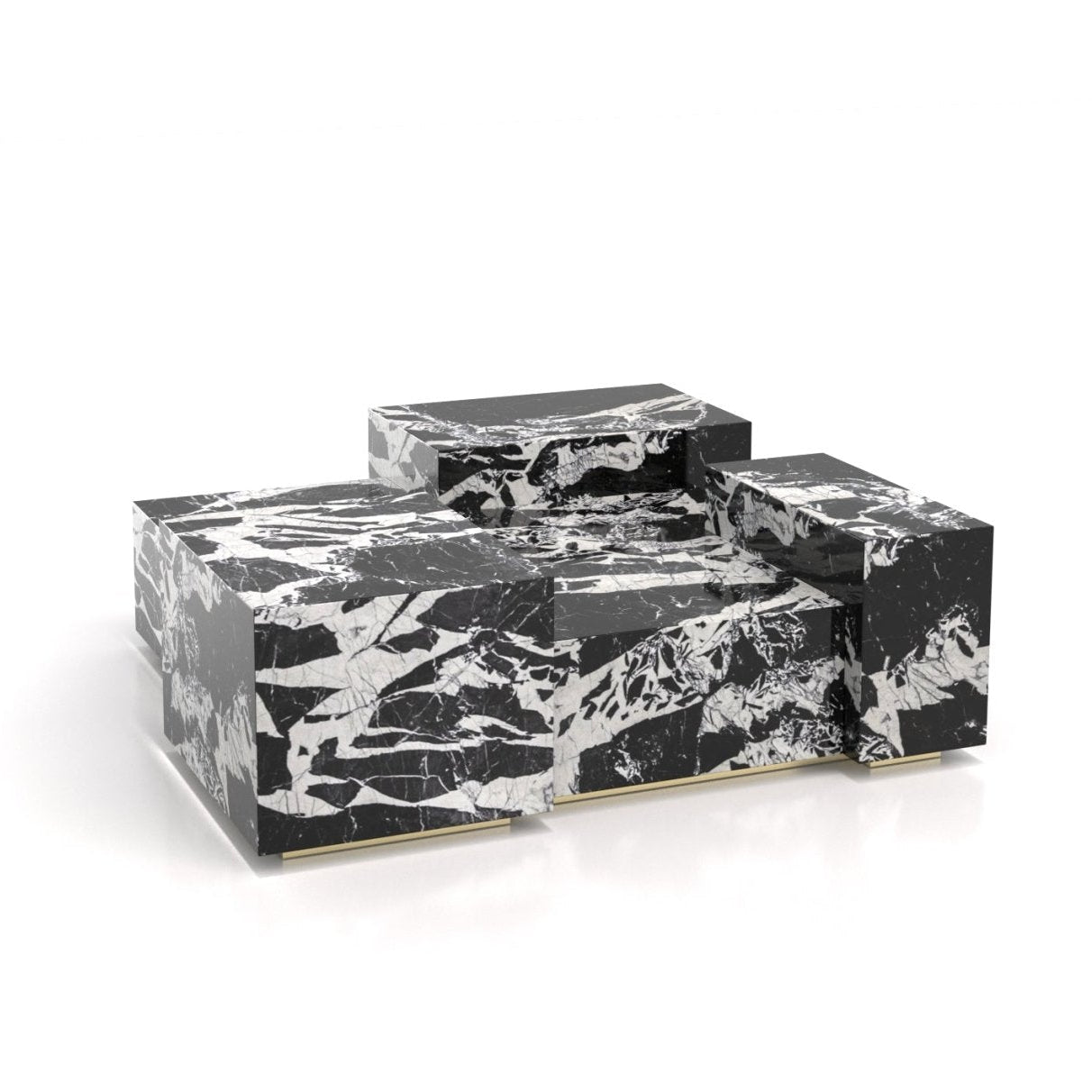 Black Grand Antique Marble La Scala Coffee Table - Three Quarter View | Stonegems