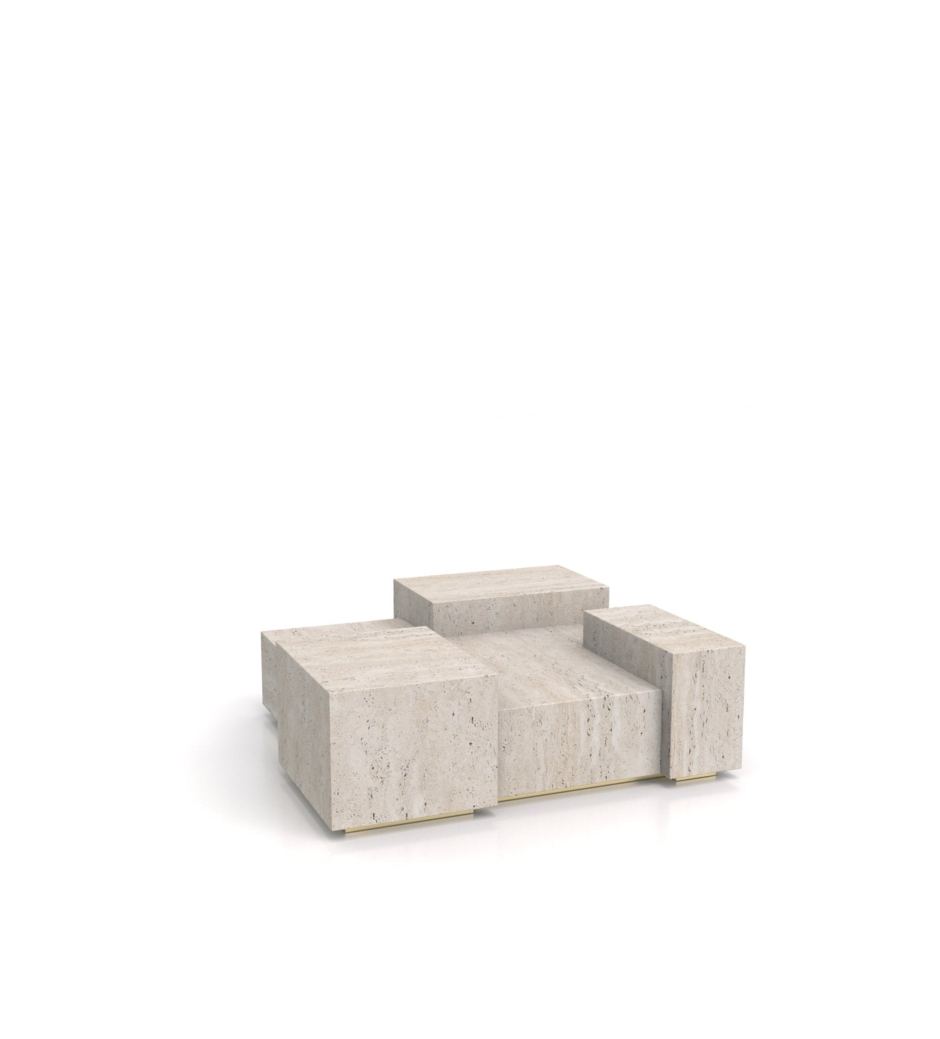Cream Travertino Stone La Scala Coffee Table - Three Quarter View | Stonegems