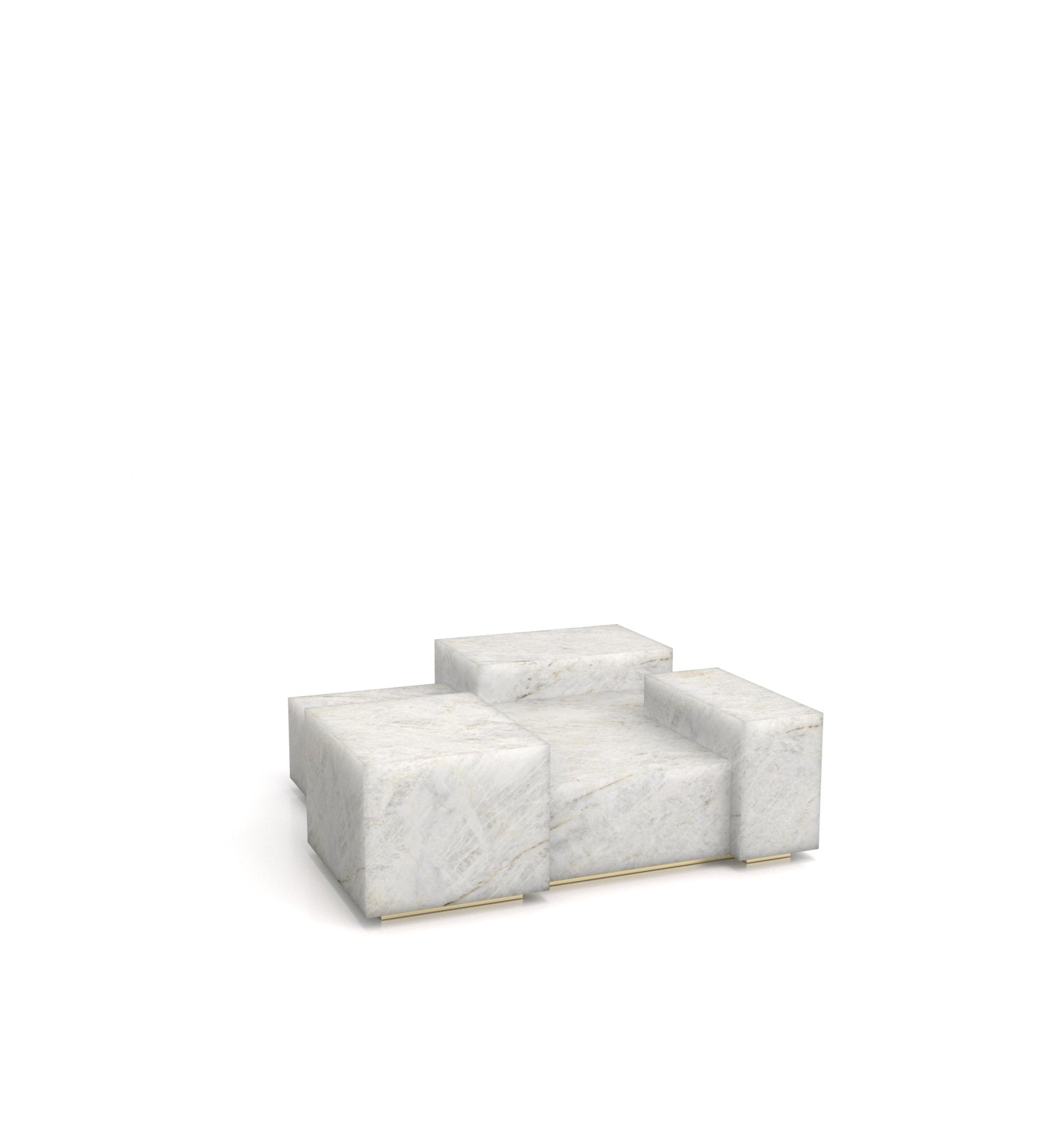 White Marble La Scala Coffee Table - Side Profile View | Stonegems