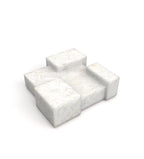 White Cristallo Stone La Scala Coffee Table - Elevated Perspective | Stonegems