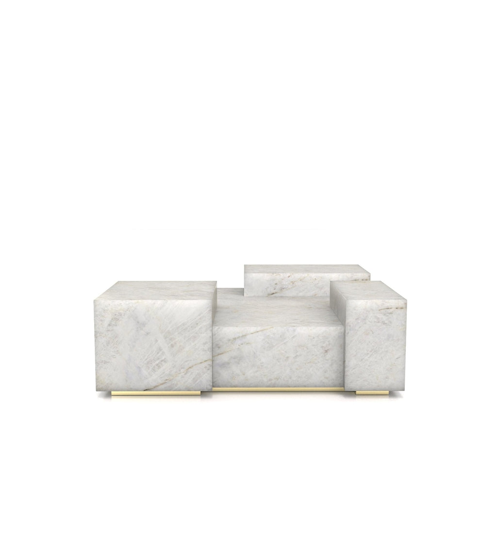 White Bianco Carrara Marble La Scala Coffee Table - Front View | Stonegems