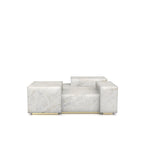 White Bianco Carrara Marble La Scala Coffee Table - Front View | Stonegems