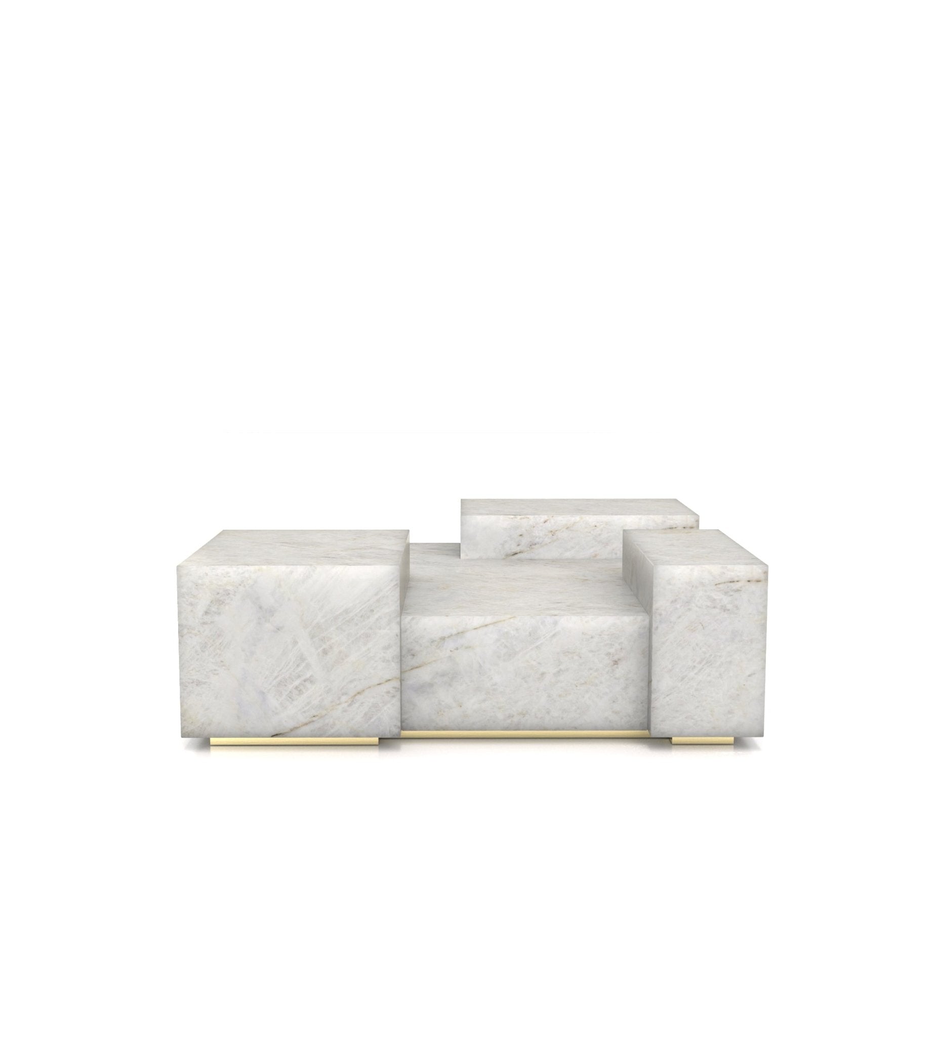 White Bianco Carrara Marble La Scala Coffee Table - Front View | Stonegems