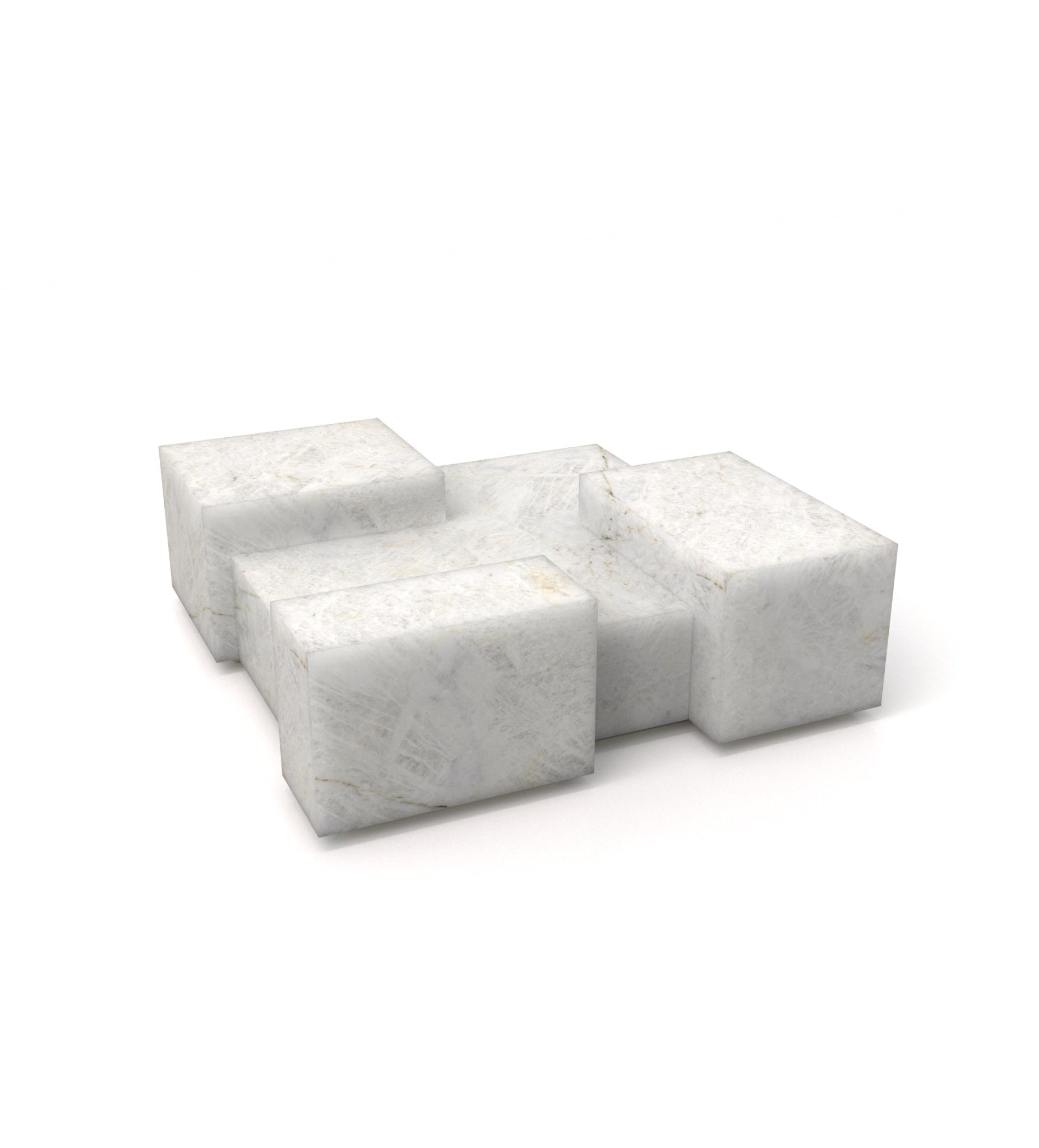 White Marble La Scala Coffee Table - Side Angled View | Stonegems
