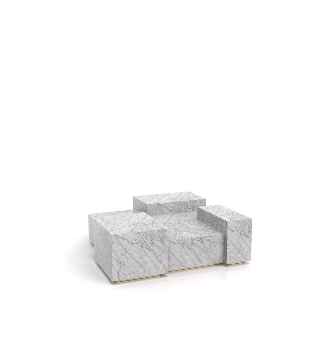 White Veined Marble La Scala Coffee Table - Front Three Quarter View | Stonegems