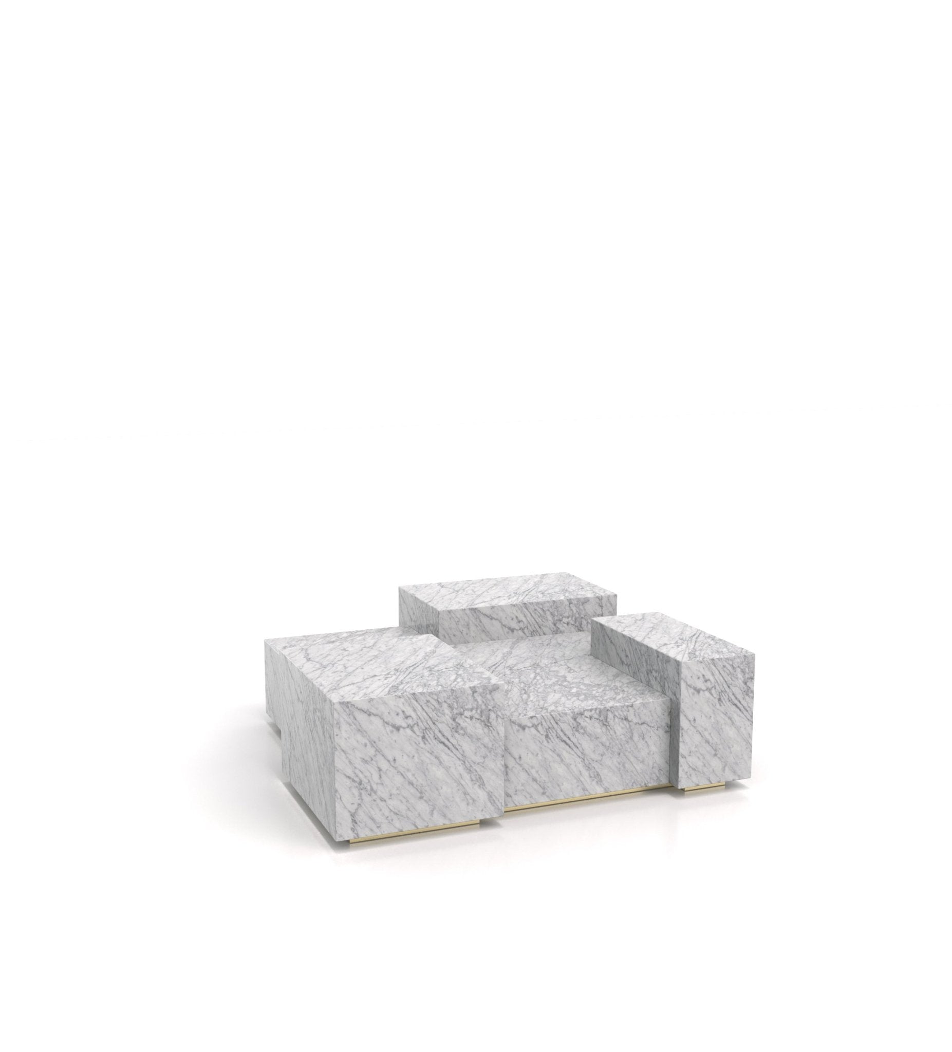 White Veined Marble La Scala Coffee Table - Front Three Quarter View | Stonegems