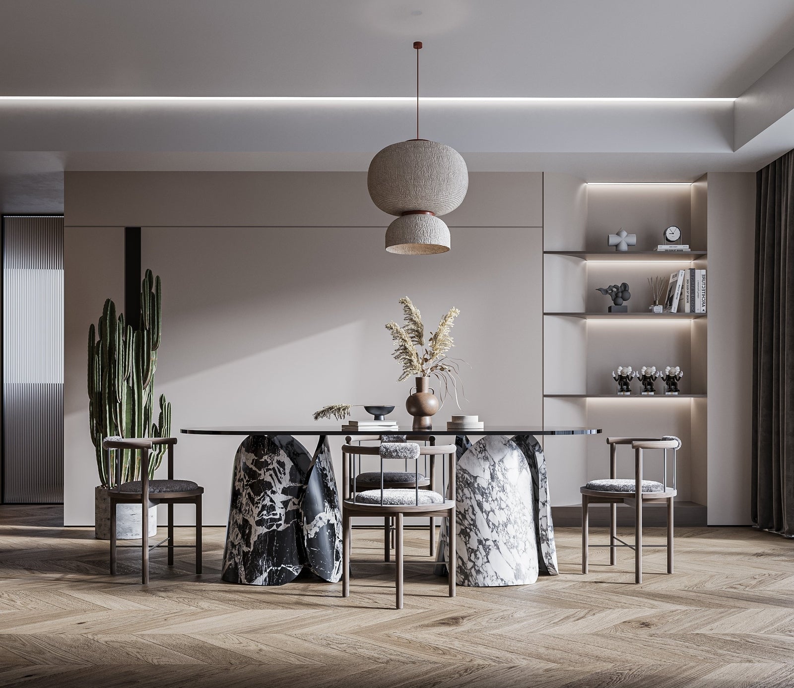 Oval Marble Lotus Black Glass Top Modern Dining Table