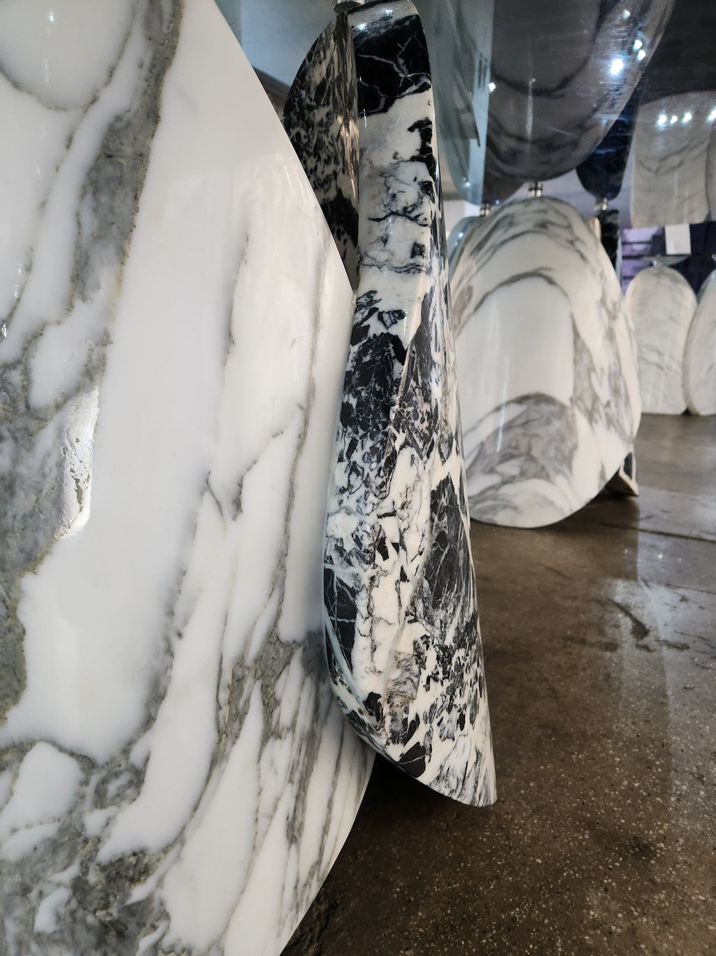 Oval Marble Lotus Black Glass Top Modern Dining Table