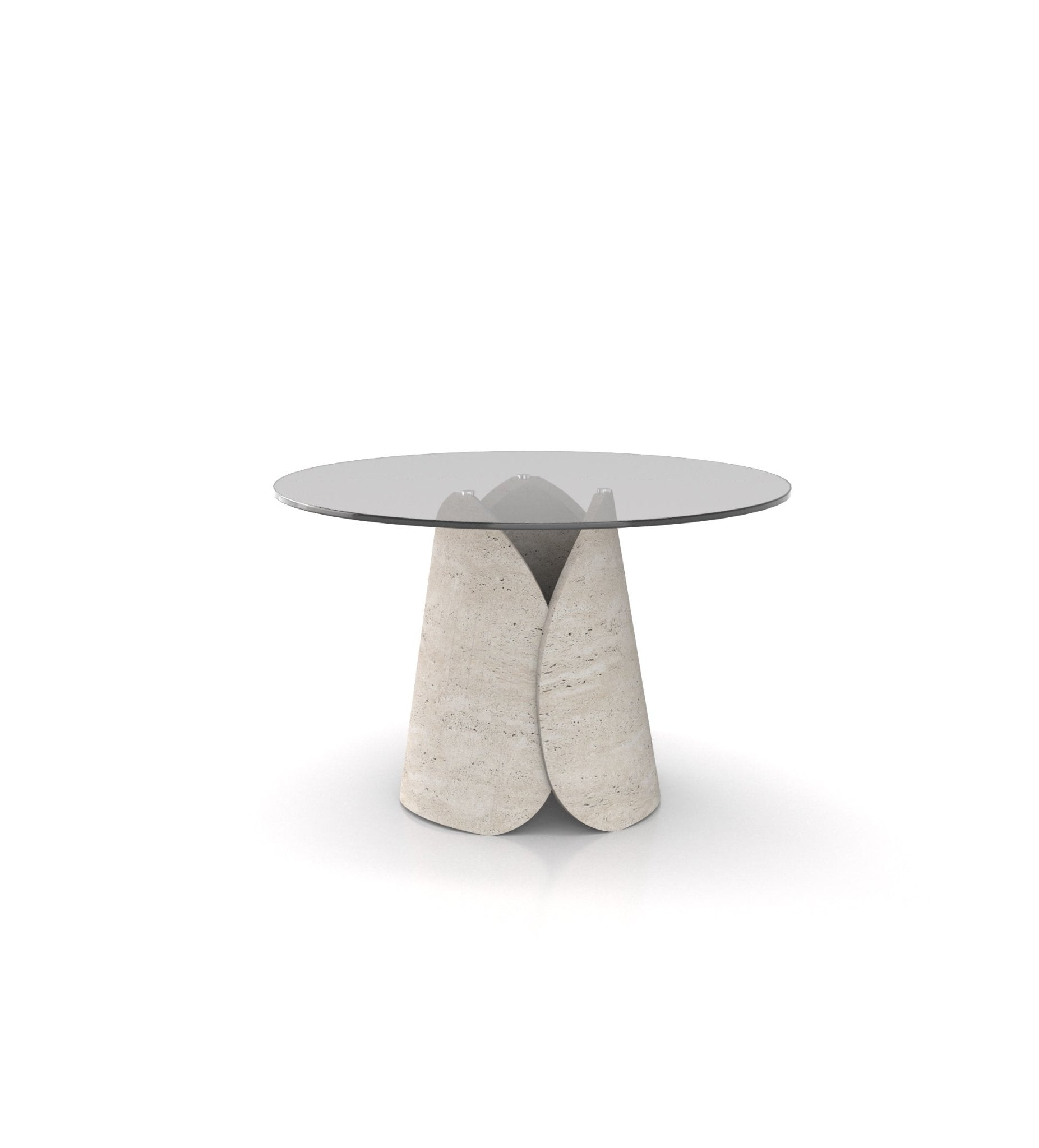 Travertine Lotus Round Dining Table - Front Profile | Stonegems