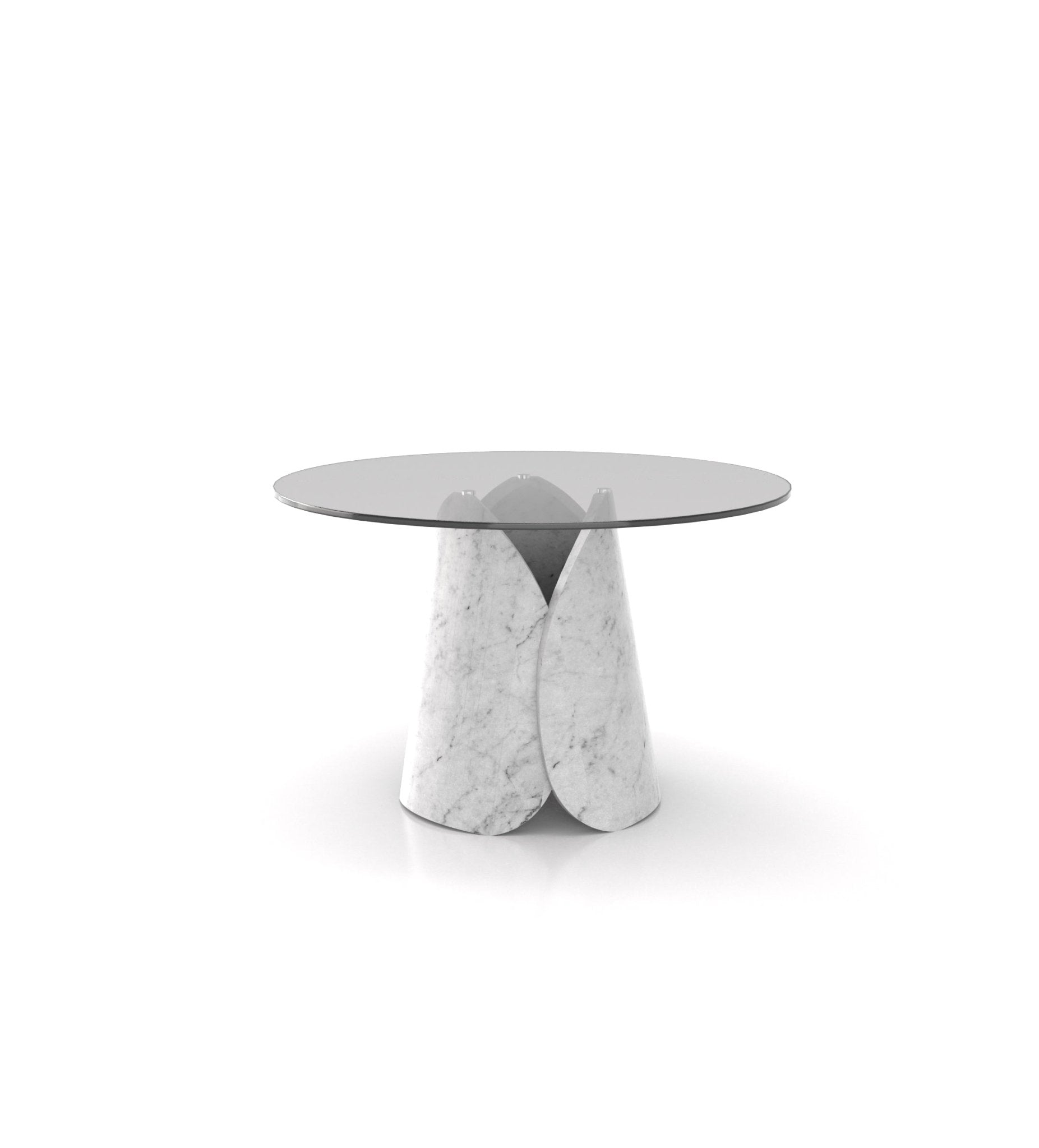 Bianco Carrara Marble Lotus Round Dining Table - Classic View | Stonegems