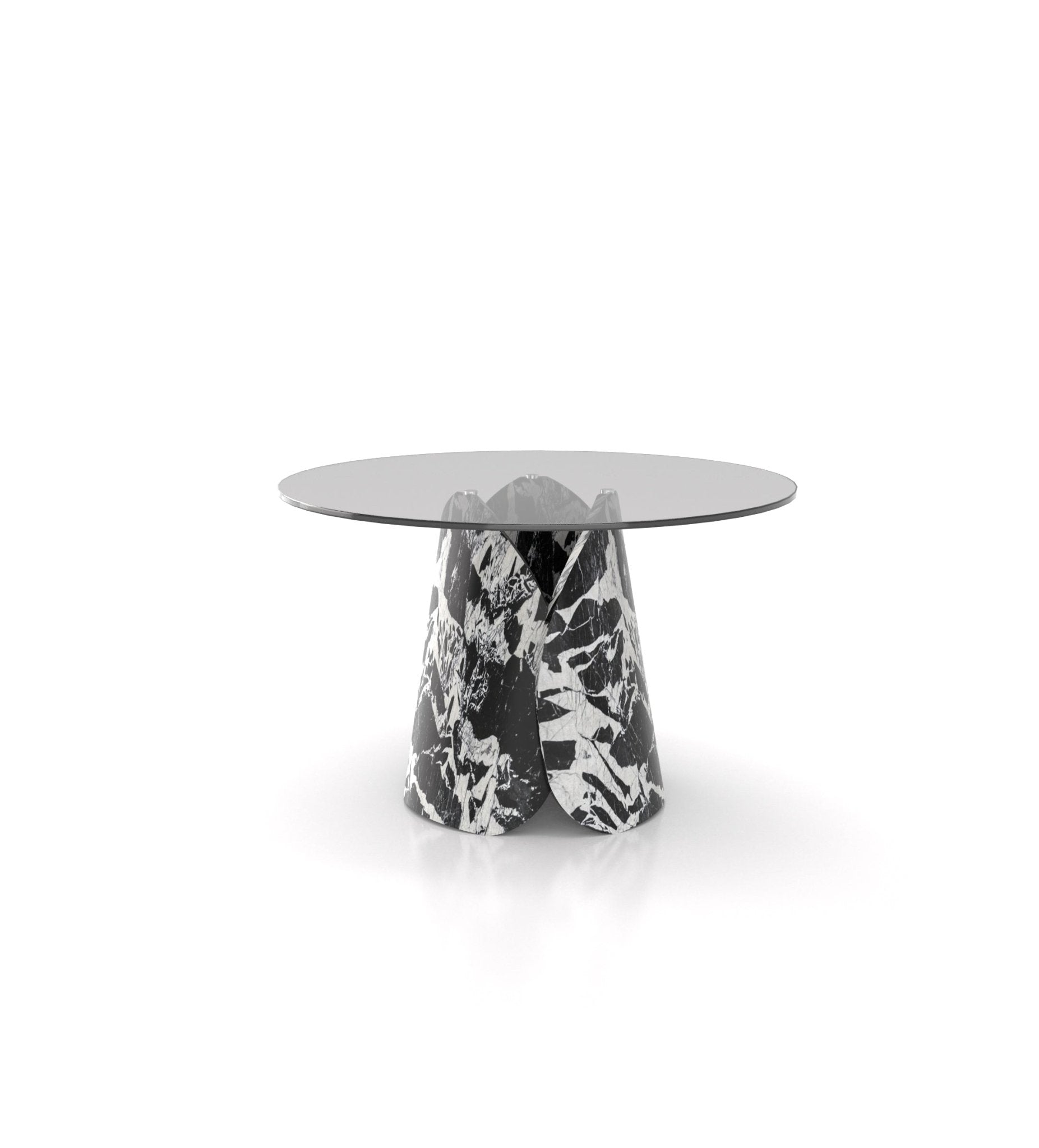 Panda White Marble Lotus Round Dining Table - Studio View | Stonegems